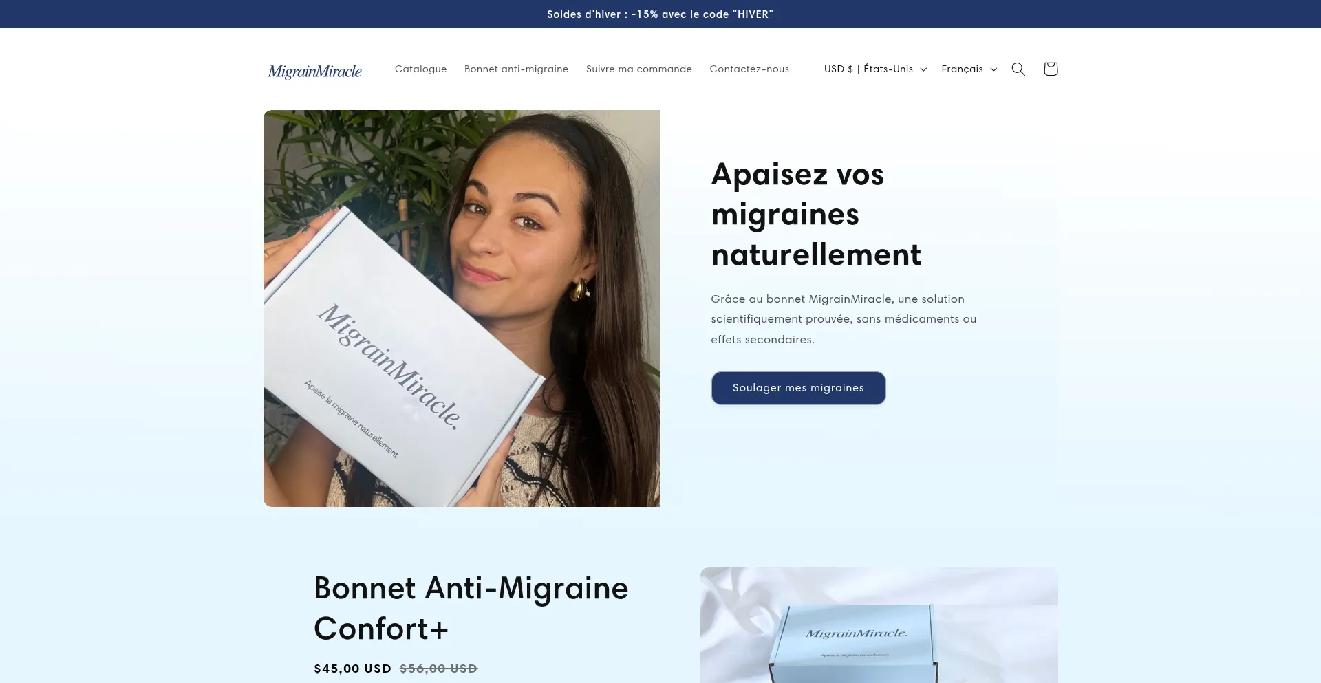 Website screenshot of Migrainmiracle.com