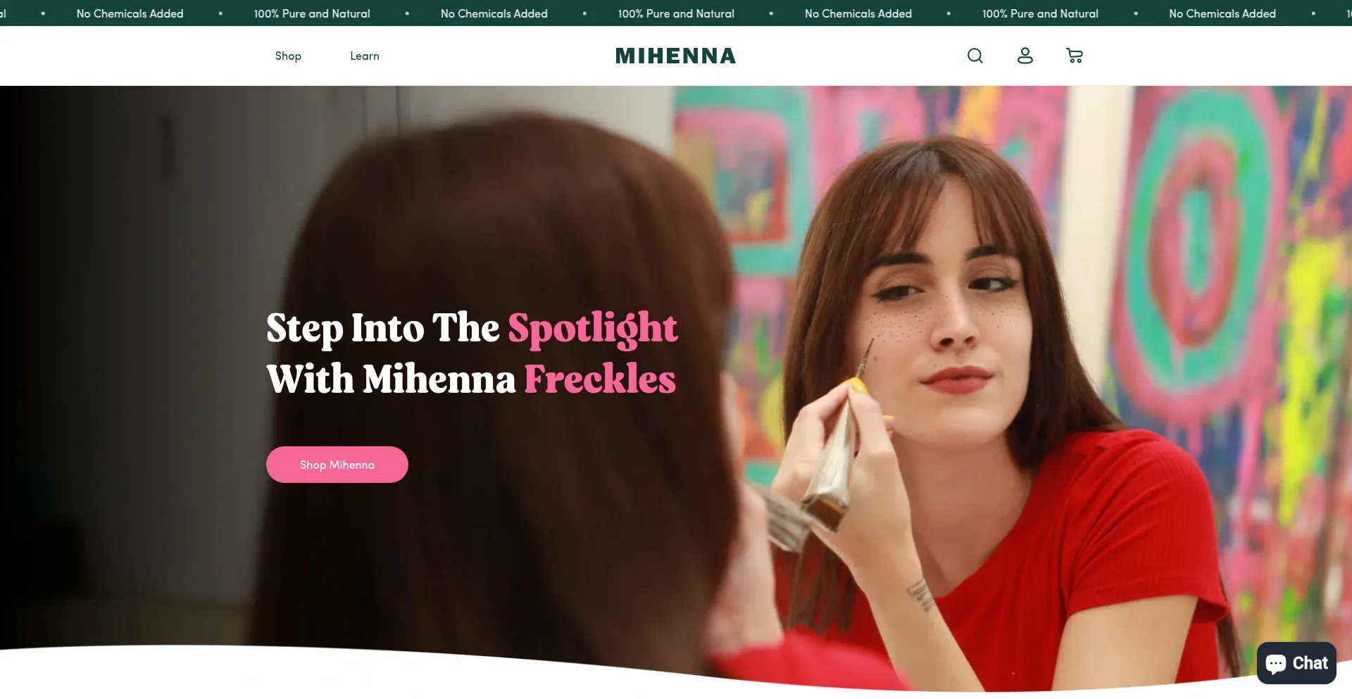 Website screenshot of Mihenna.com