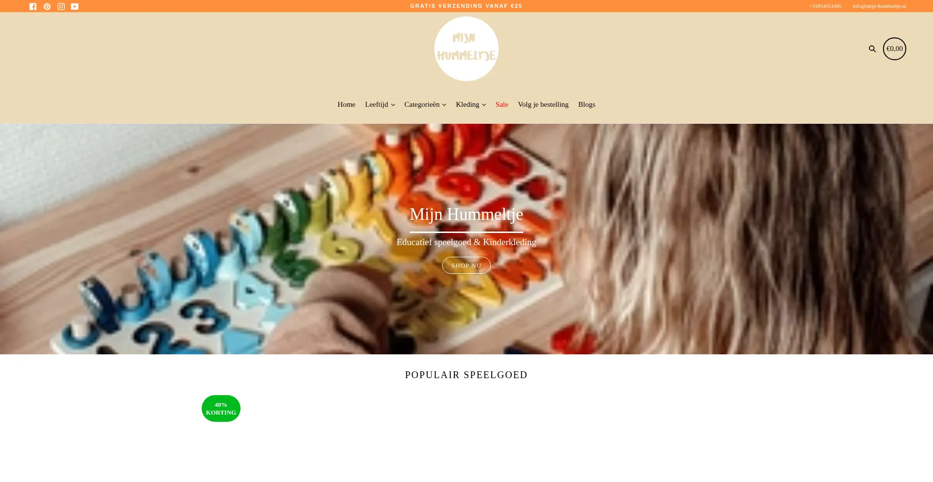Website screenshot of Mijn-hummeltje.nl