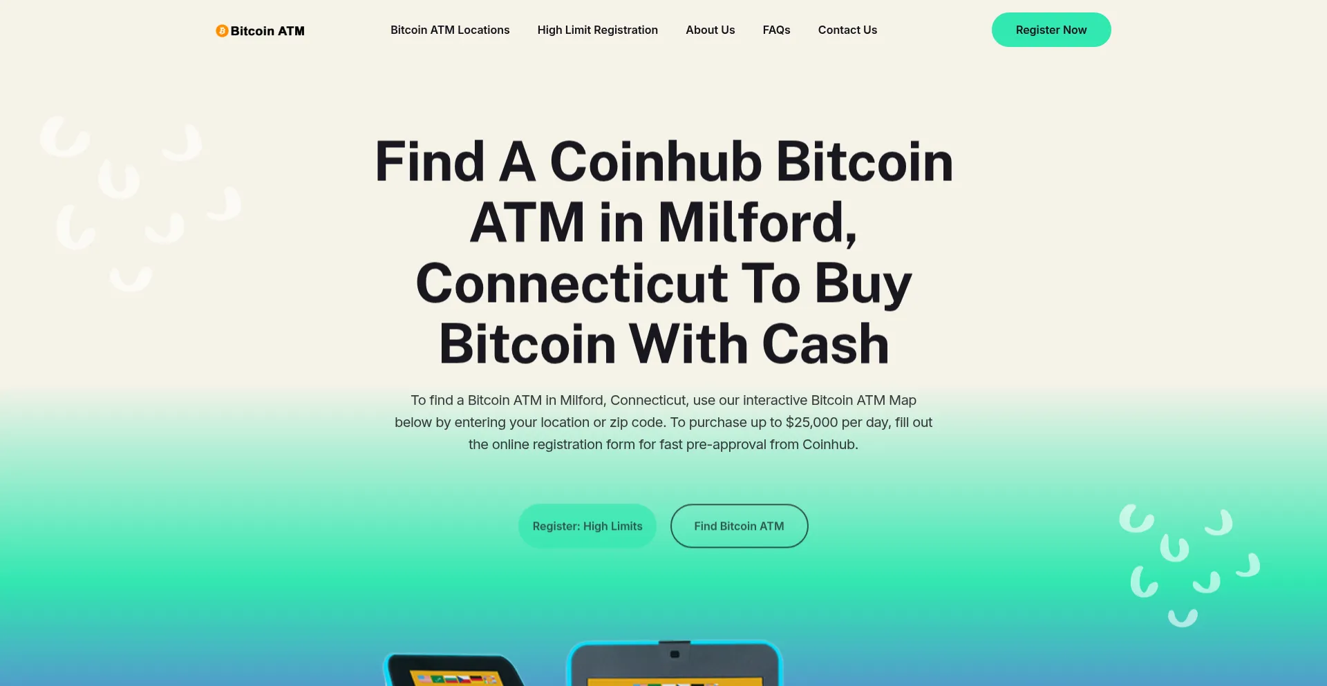 Website screenshot of Milfordbitcoinatm.com