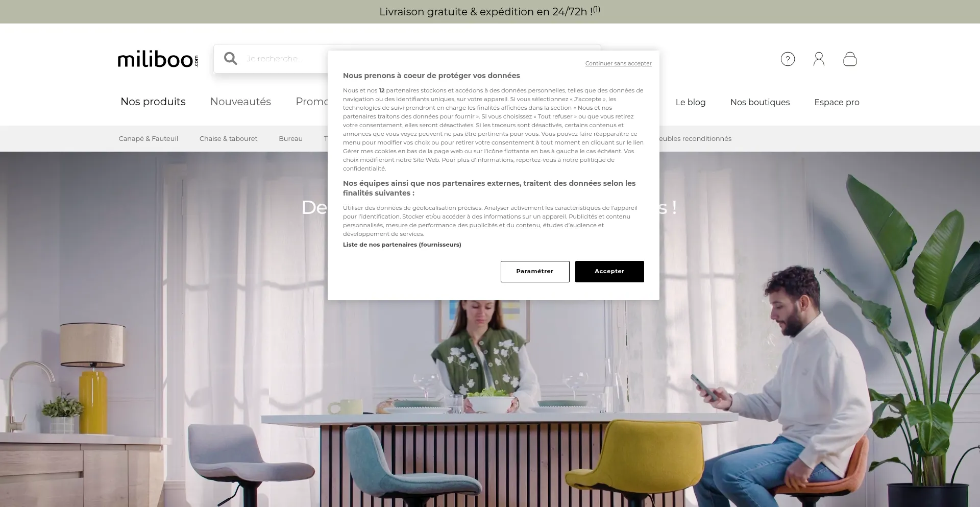 Website screenshot of Miliboo.com