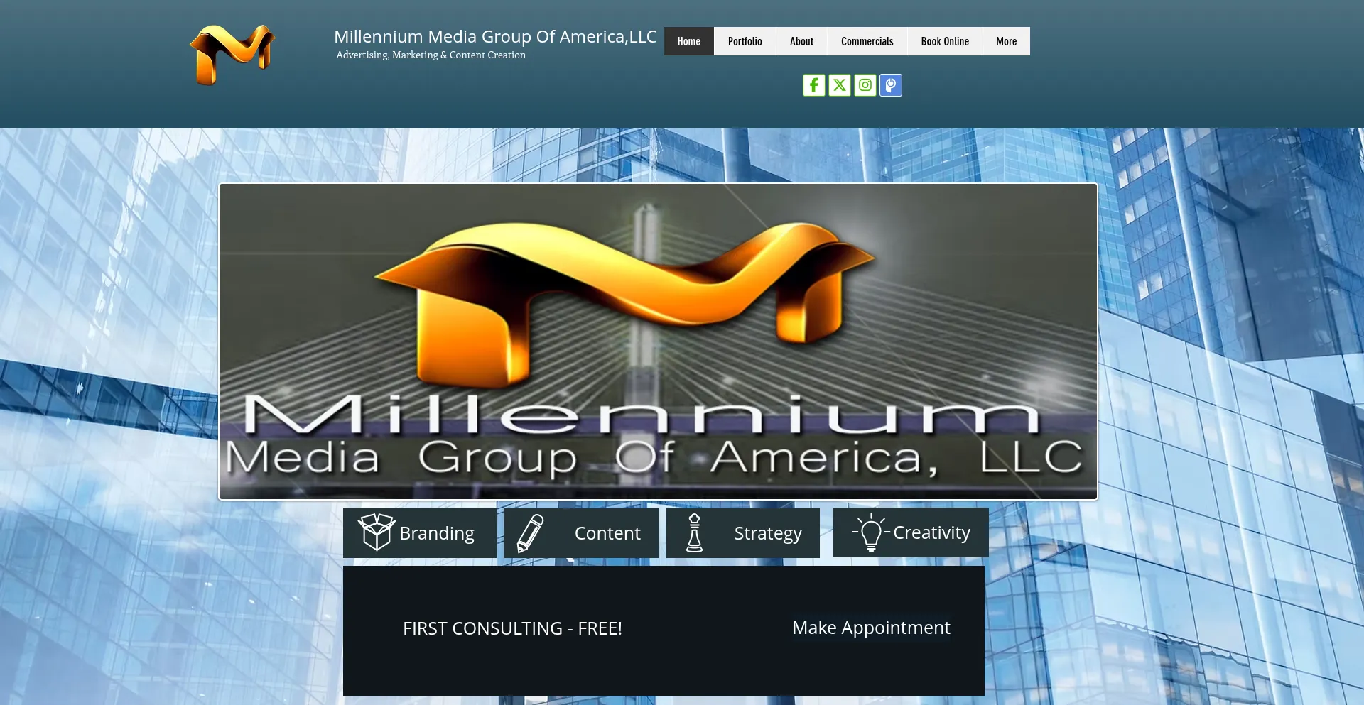 Website screenshot of Millenniummediagroupofamerica.com
