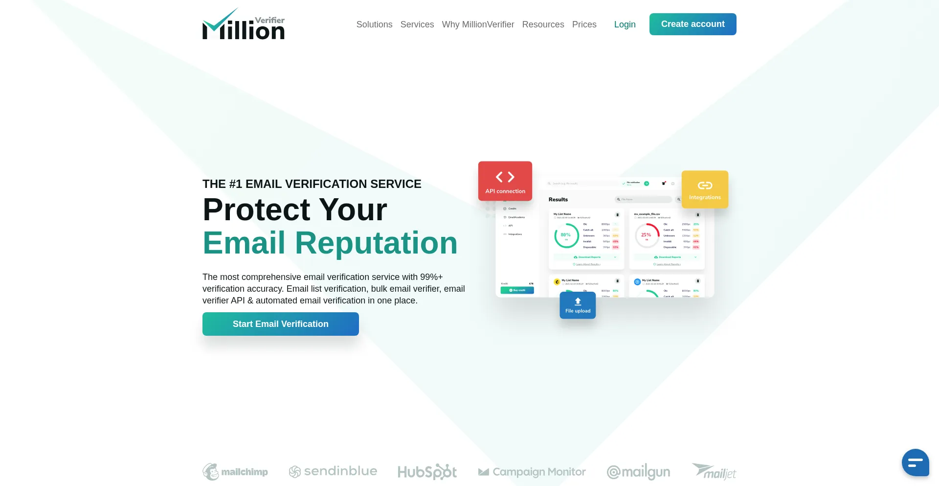 Website screenshot of Millionverifier.com