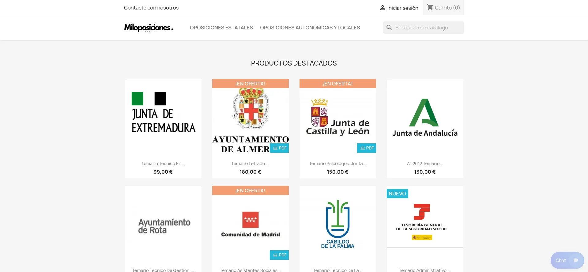 Website screenshot of Miloposiciones.com