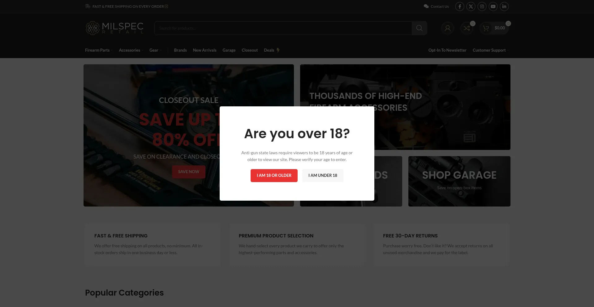 Milspecretail.com Screenshot