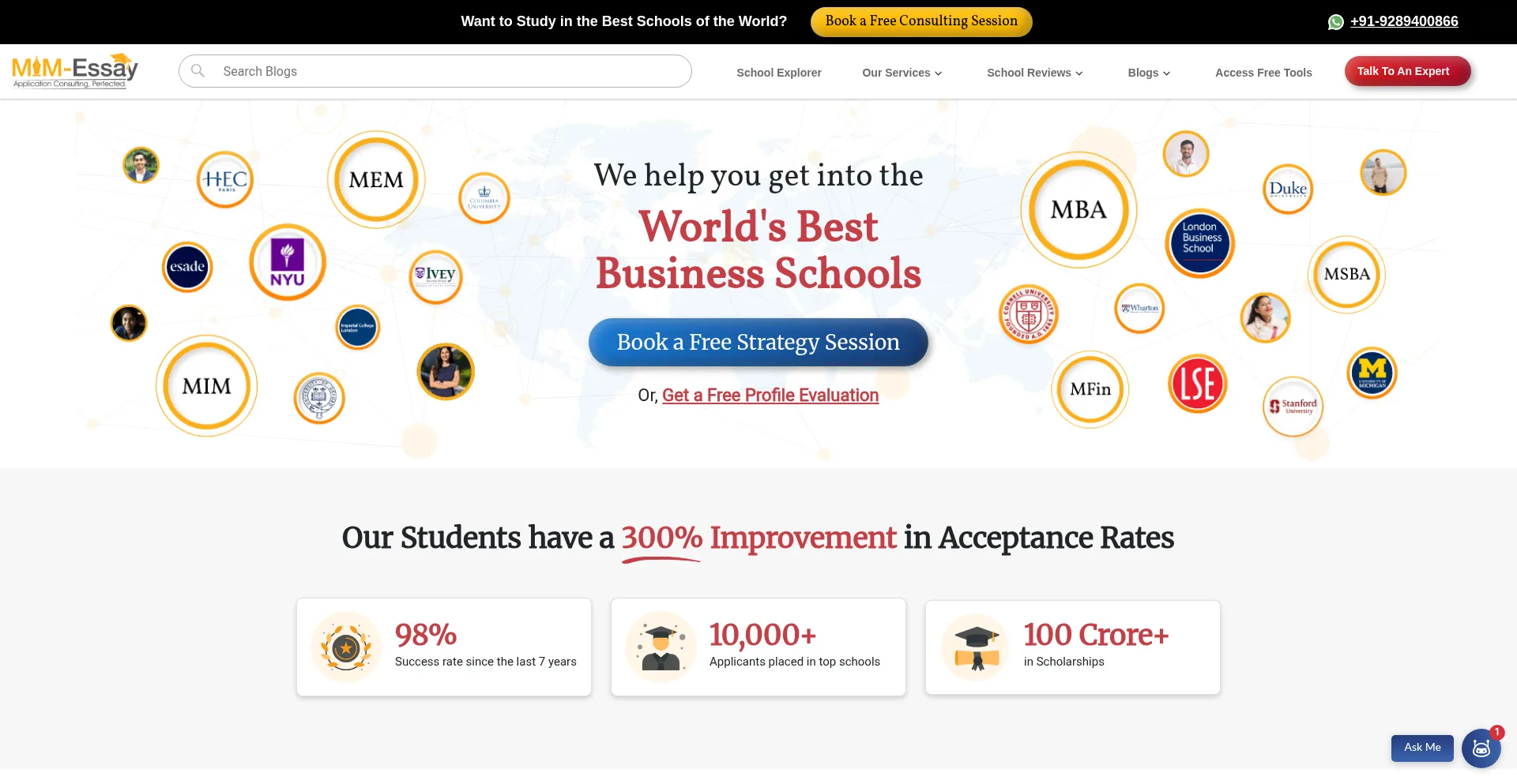 Website screenshot of Mim-essay.com