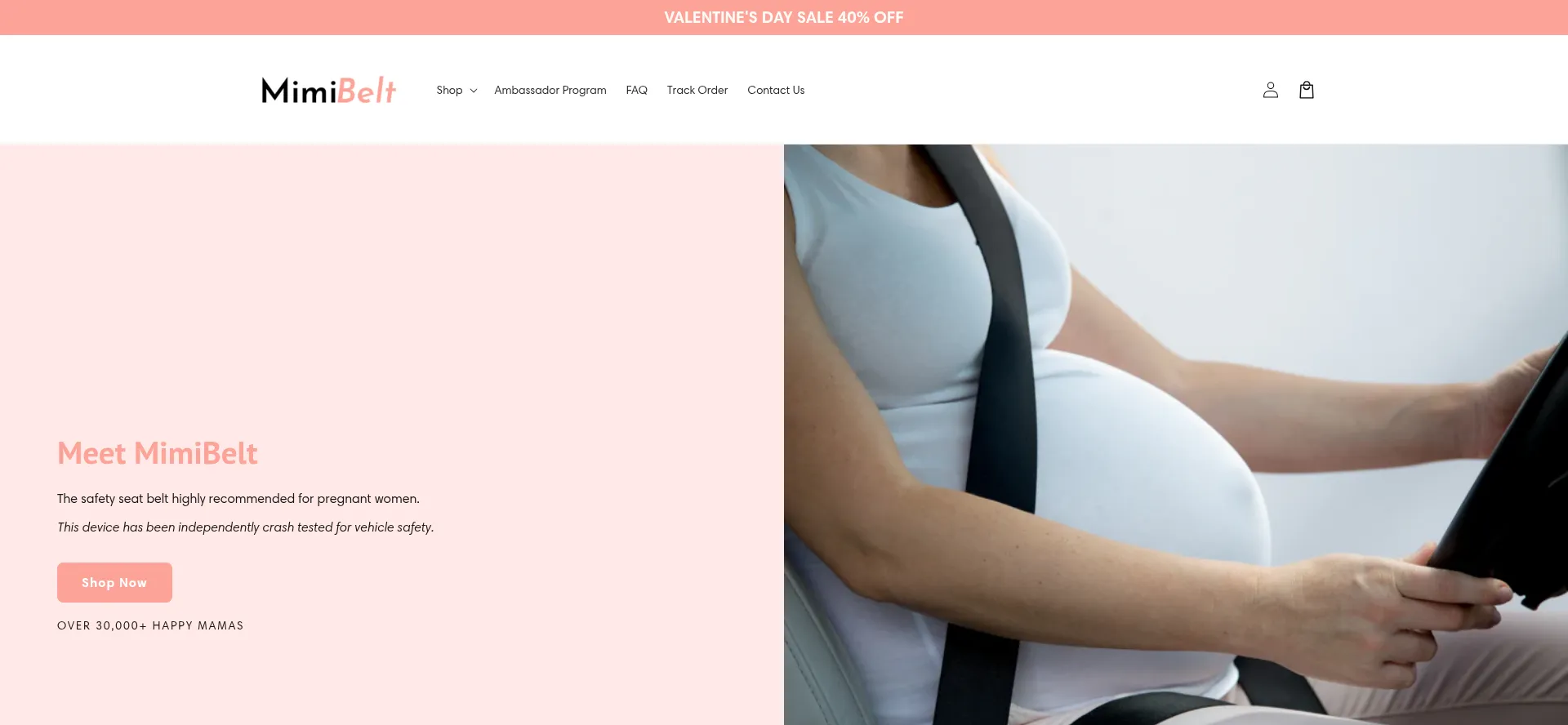 Website screenshot of Mimibelt.com