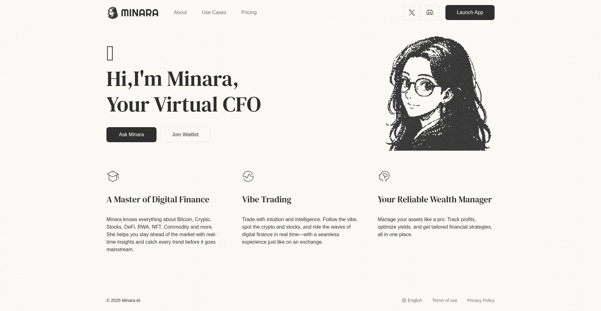 Website screenshot of Minara.ai