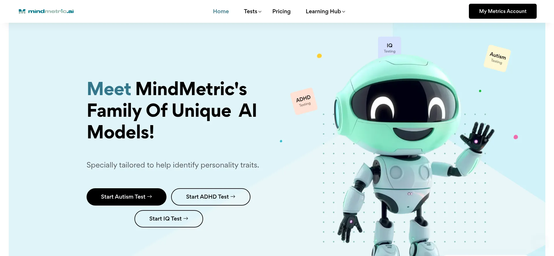 Website screenshot of Mindmetric.ai