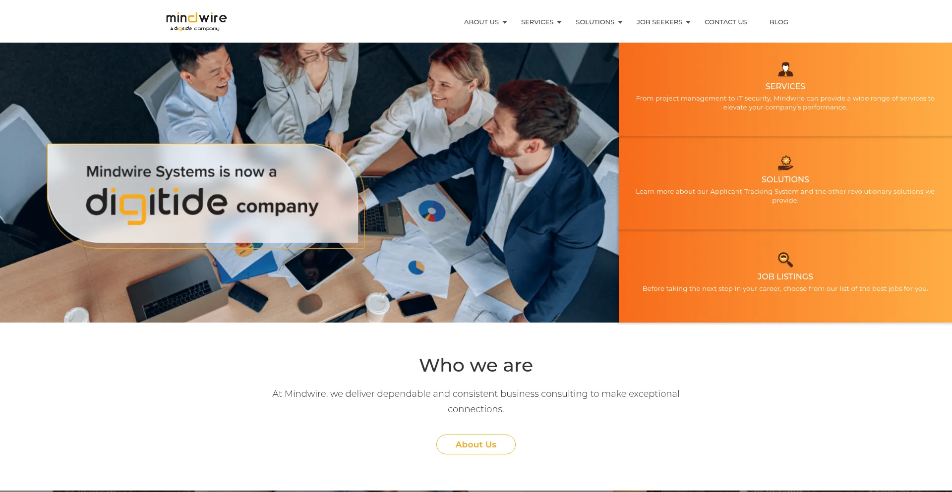 Website screenshot of Mindwire.ca