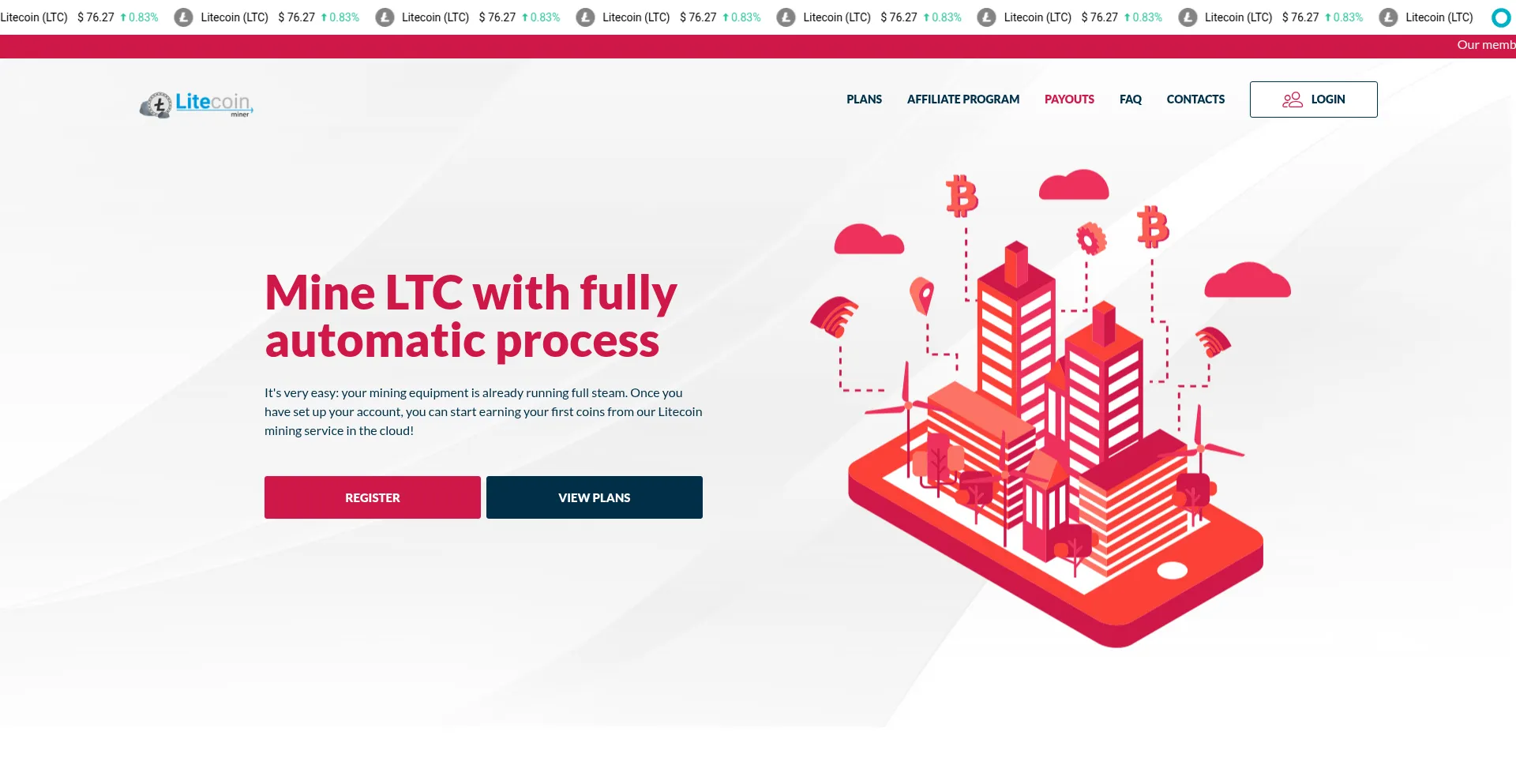Website screenshot of Mine-ltc.com