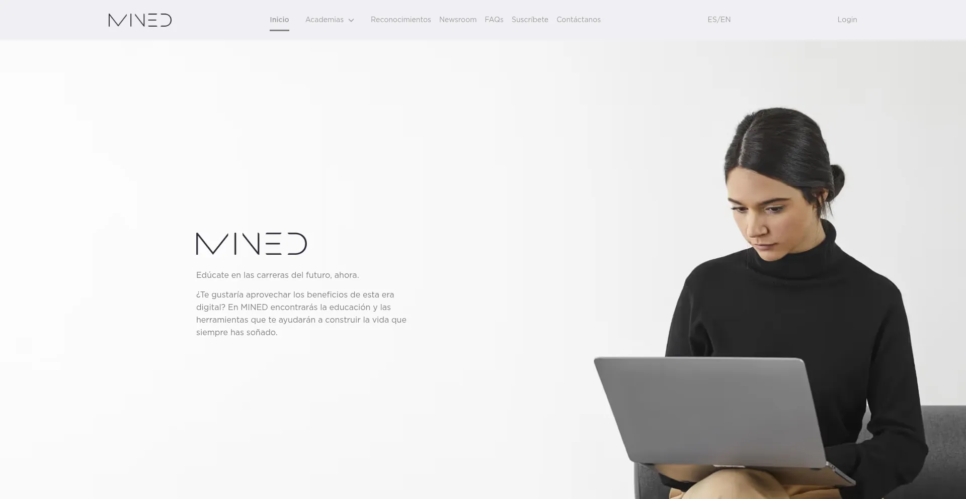 Website screenshot of Mined.world
