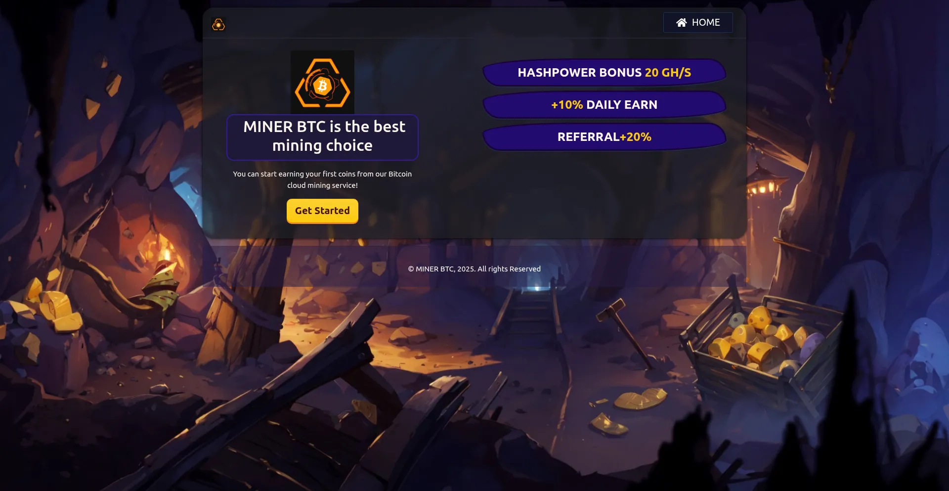 Website screenshot of Miner-btc.com