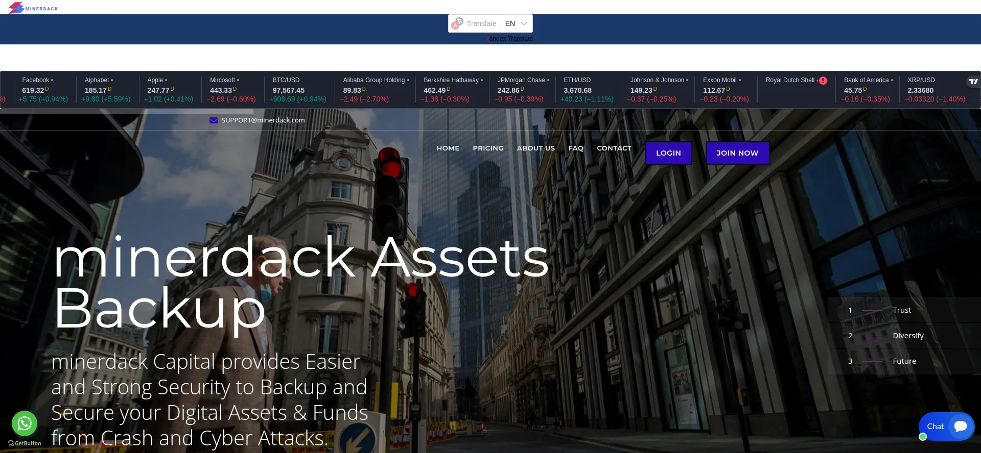 Website screenshot of Minerdack.com