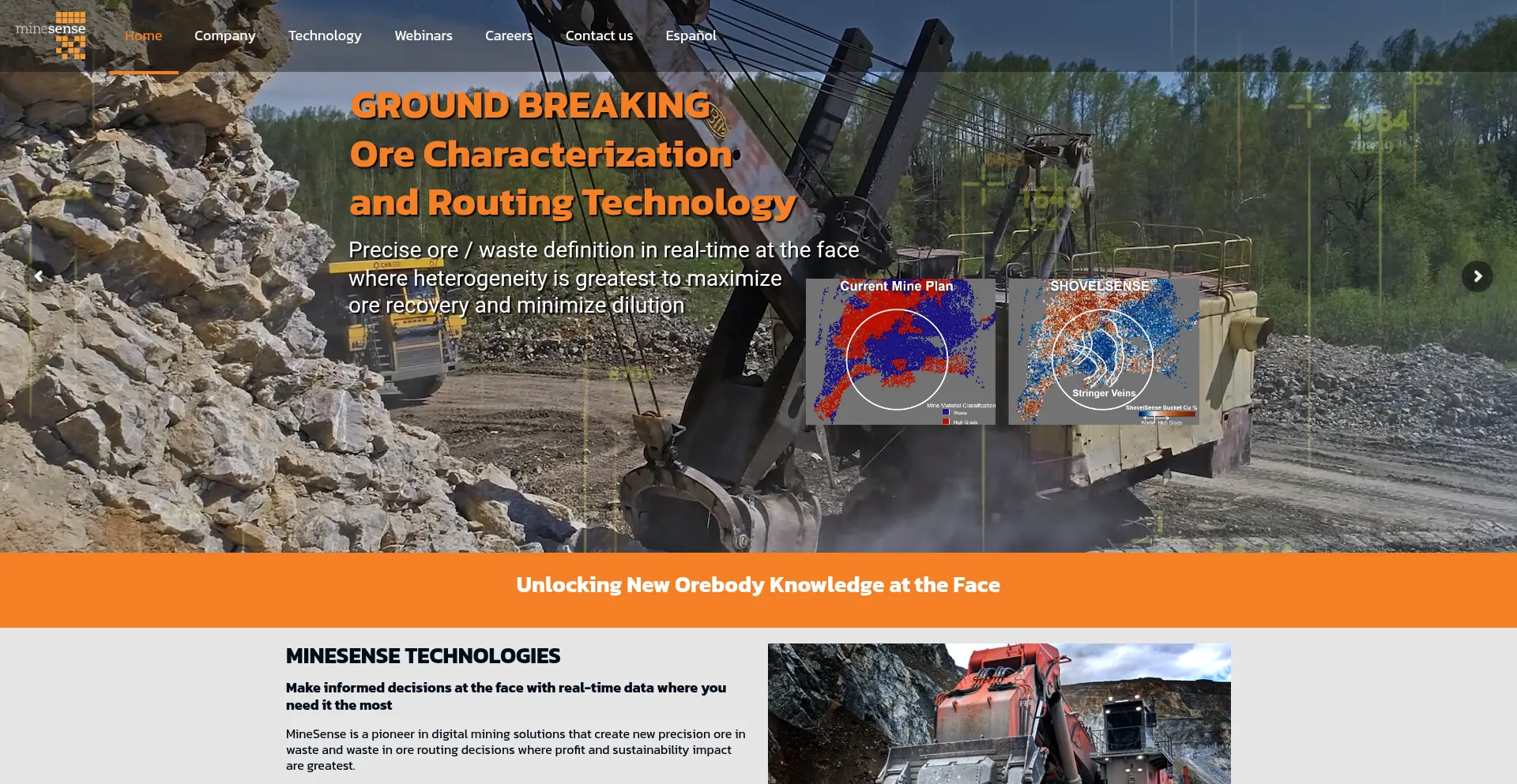 Website screenshot of Minesense.com