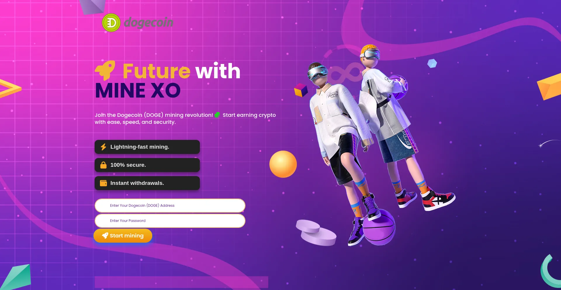 Website screenshot of Minexo.live