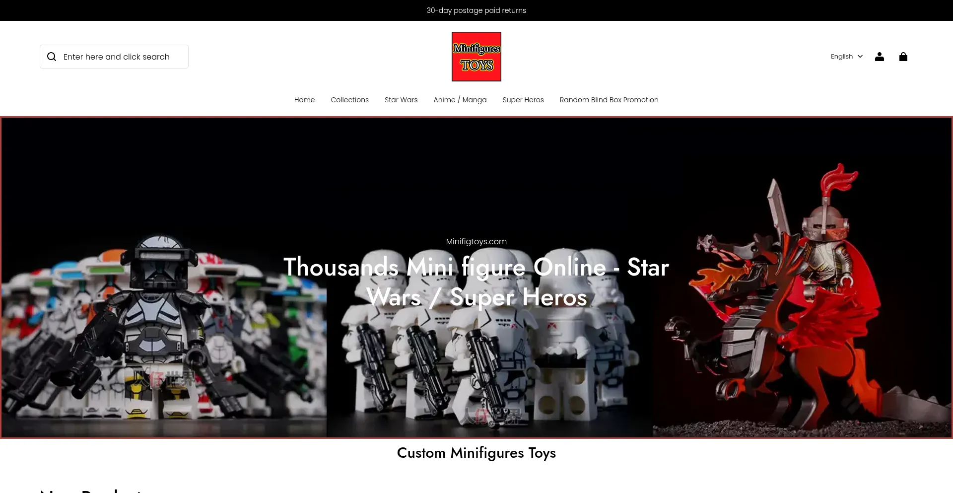 Website screenshot of Minifigtoys.com