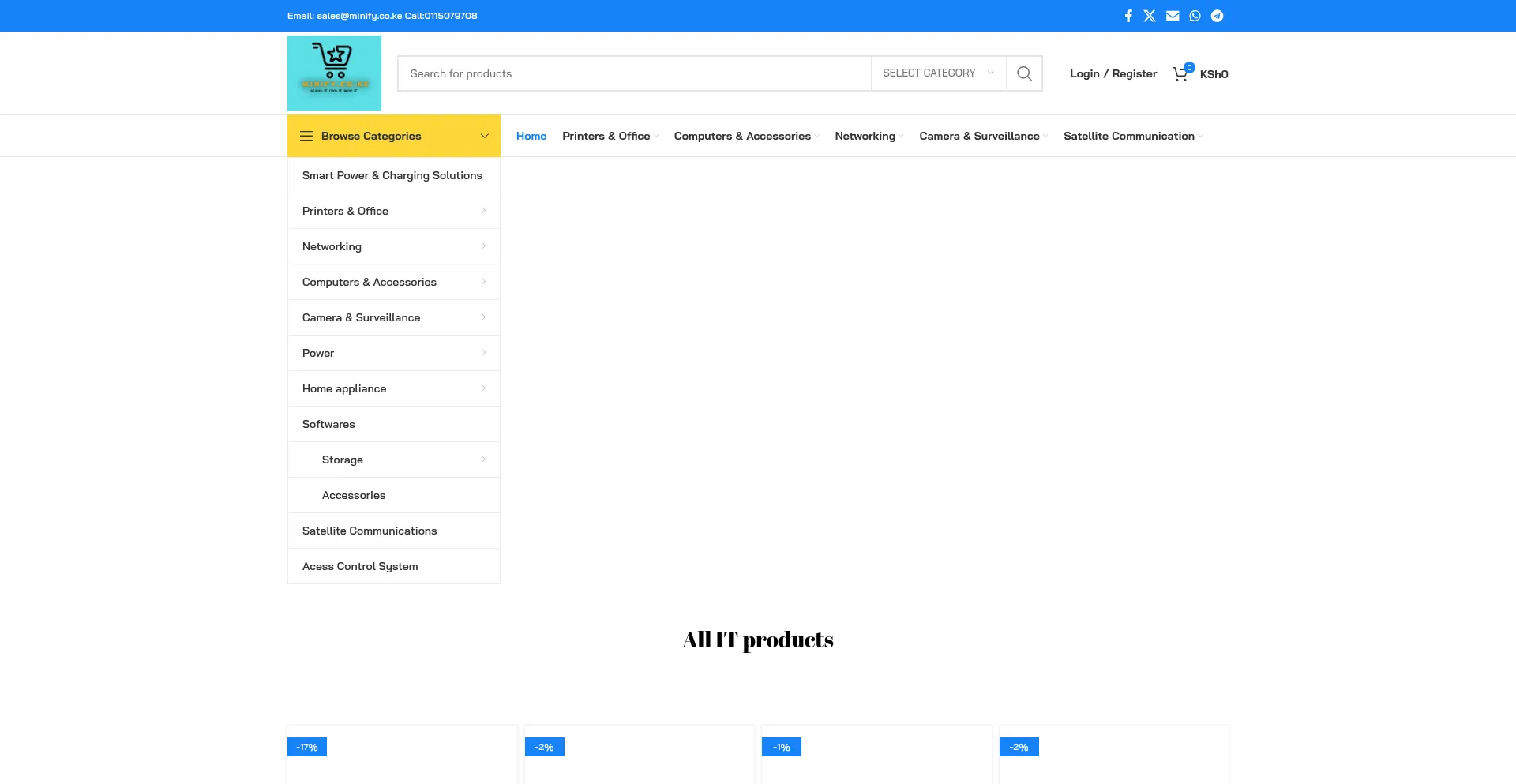 Website screenshot of Minify.co.ke