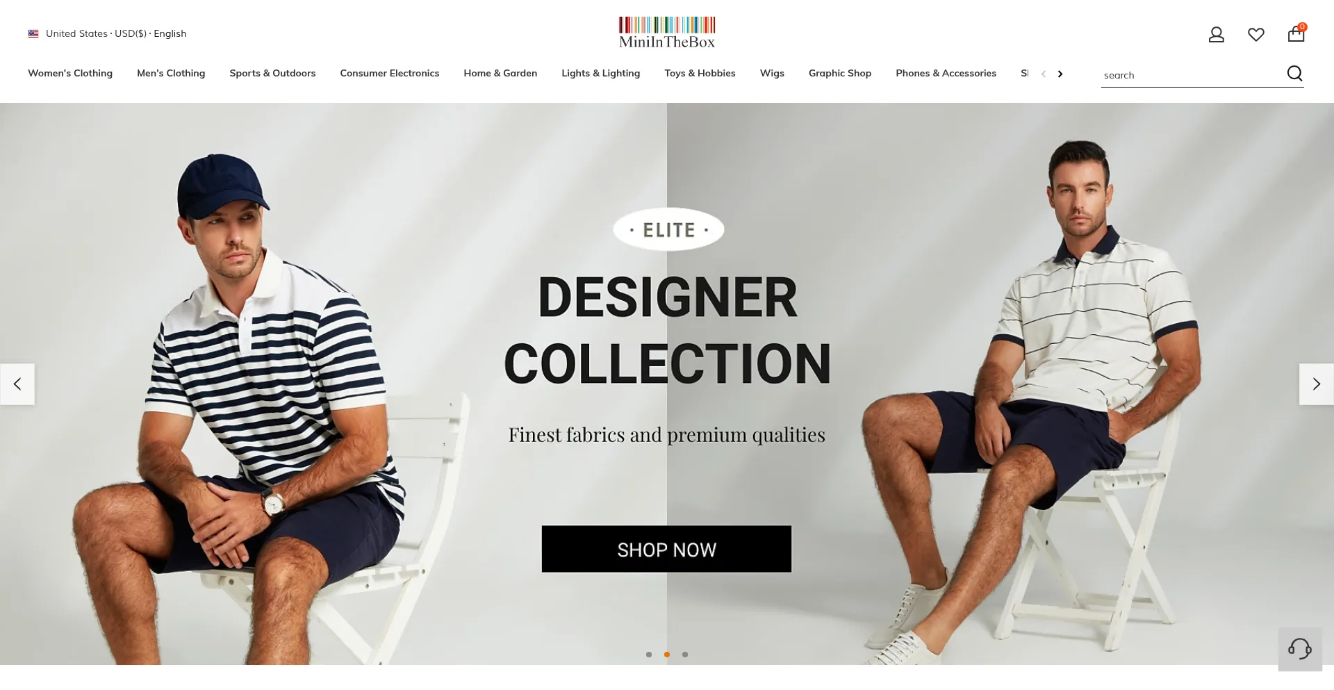 Website screenshot of Miniinthebox.com