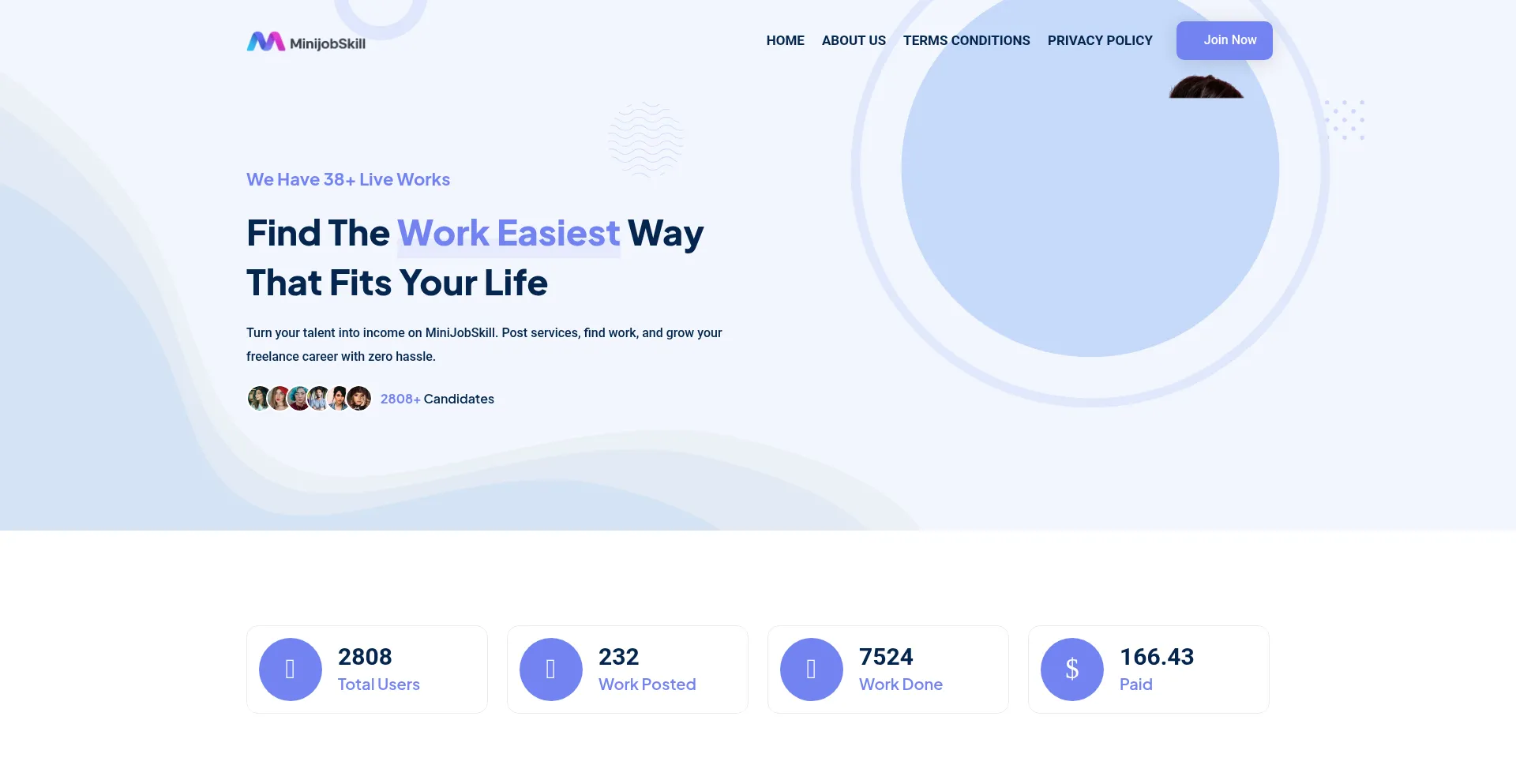 Website screenshot of Minijobskill.com