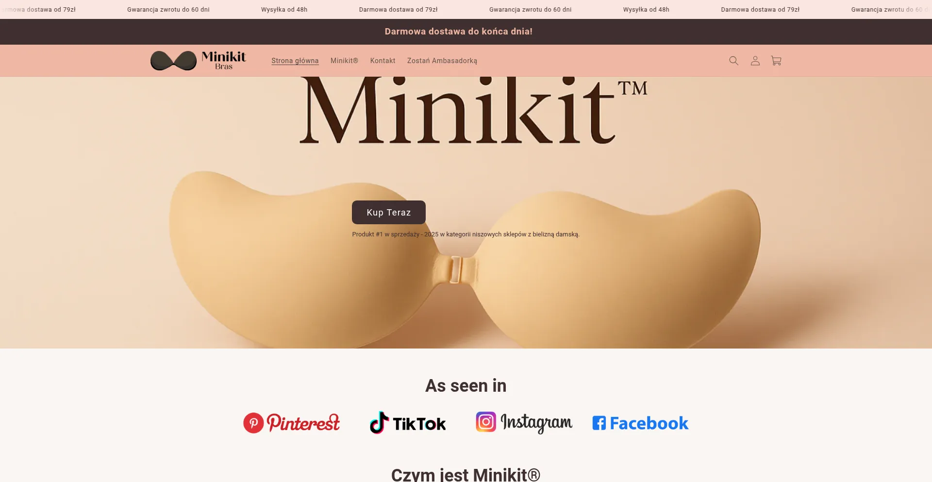 Website screenshot of Minikitbras.pl
