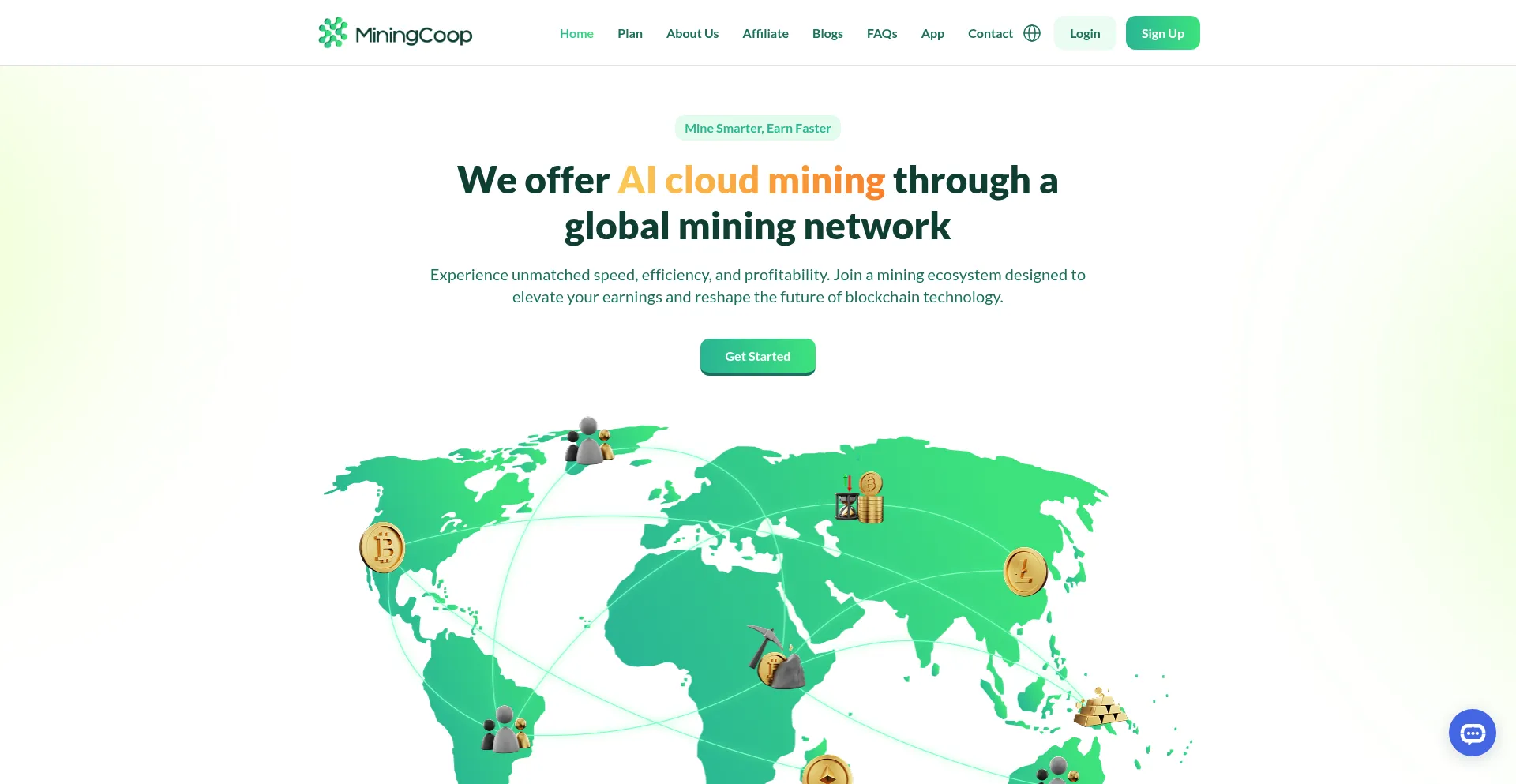 Website screenshot of Miningcoop.com