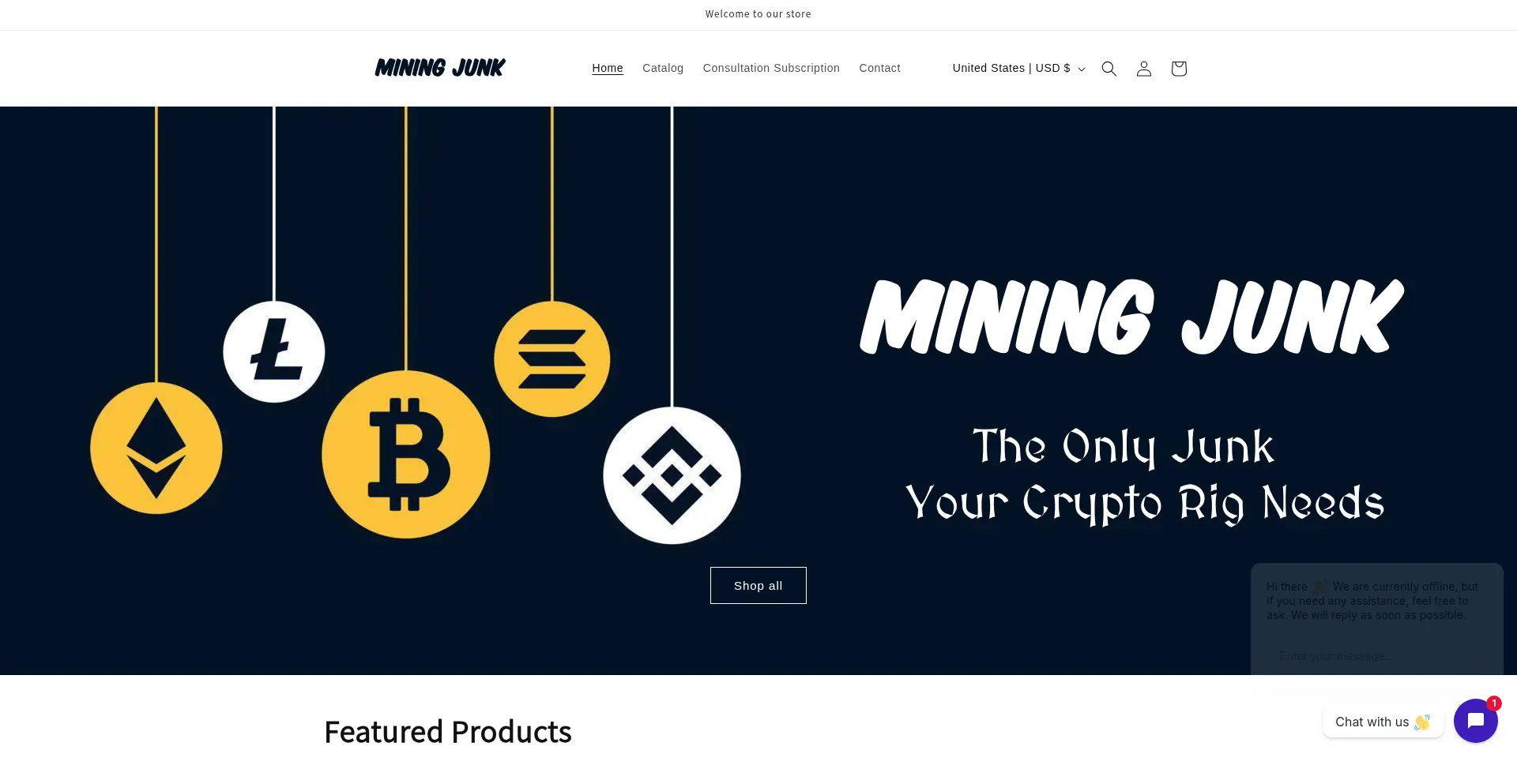 Website screenshot of Miningjunk.com