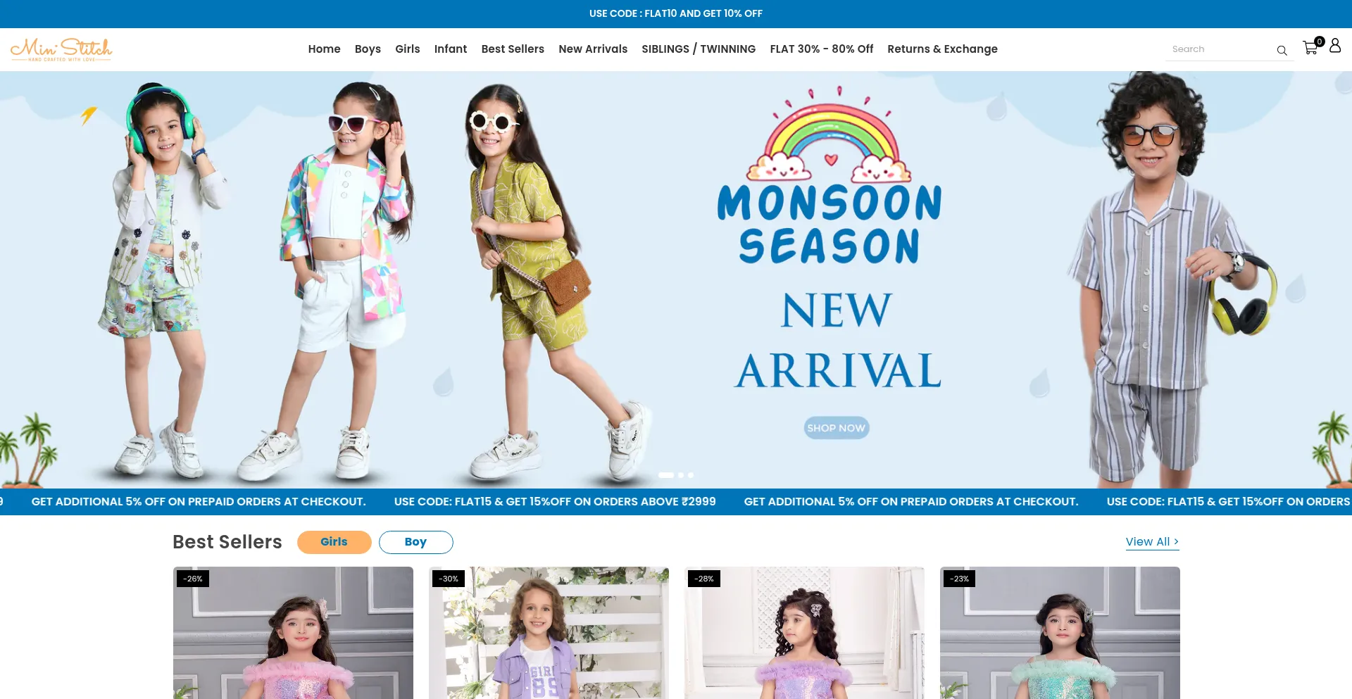 Website screenshot of Ministitch.in