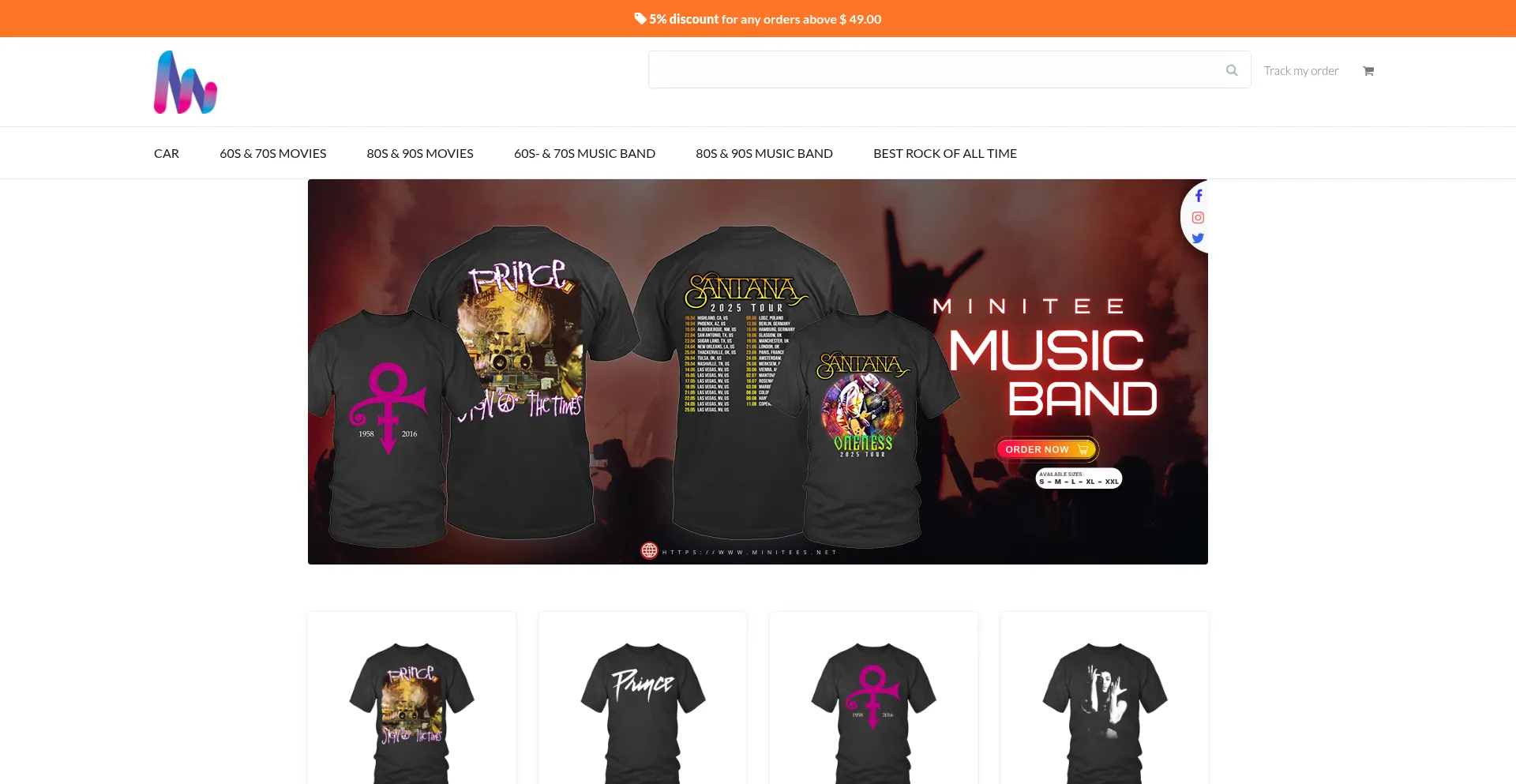 Website screenshot of Minitee.net