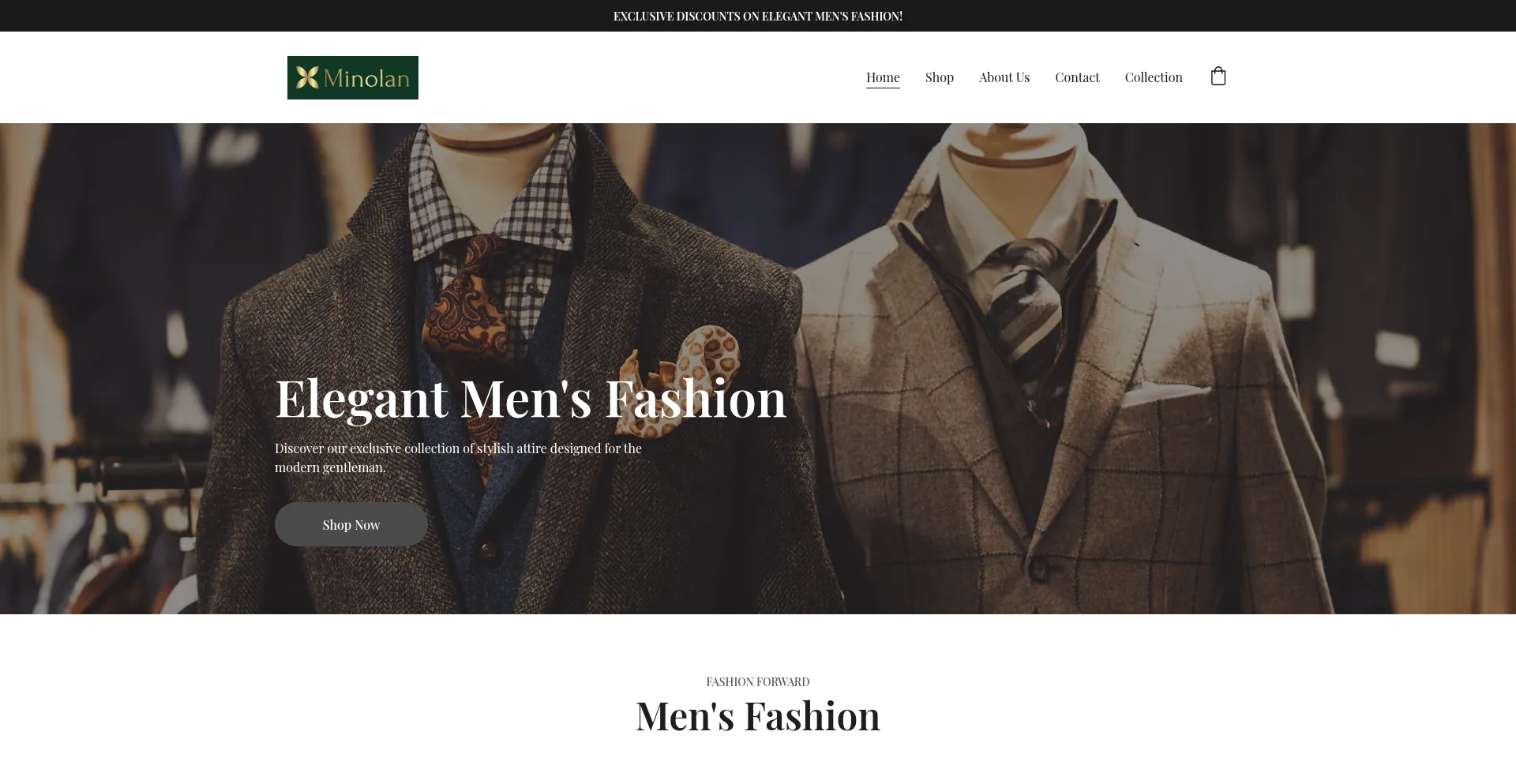 Website screenshot of Minolan.com