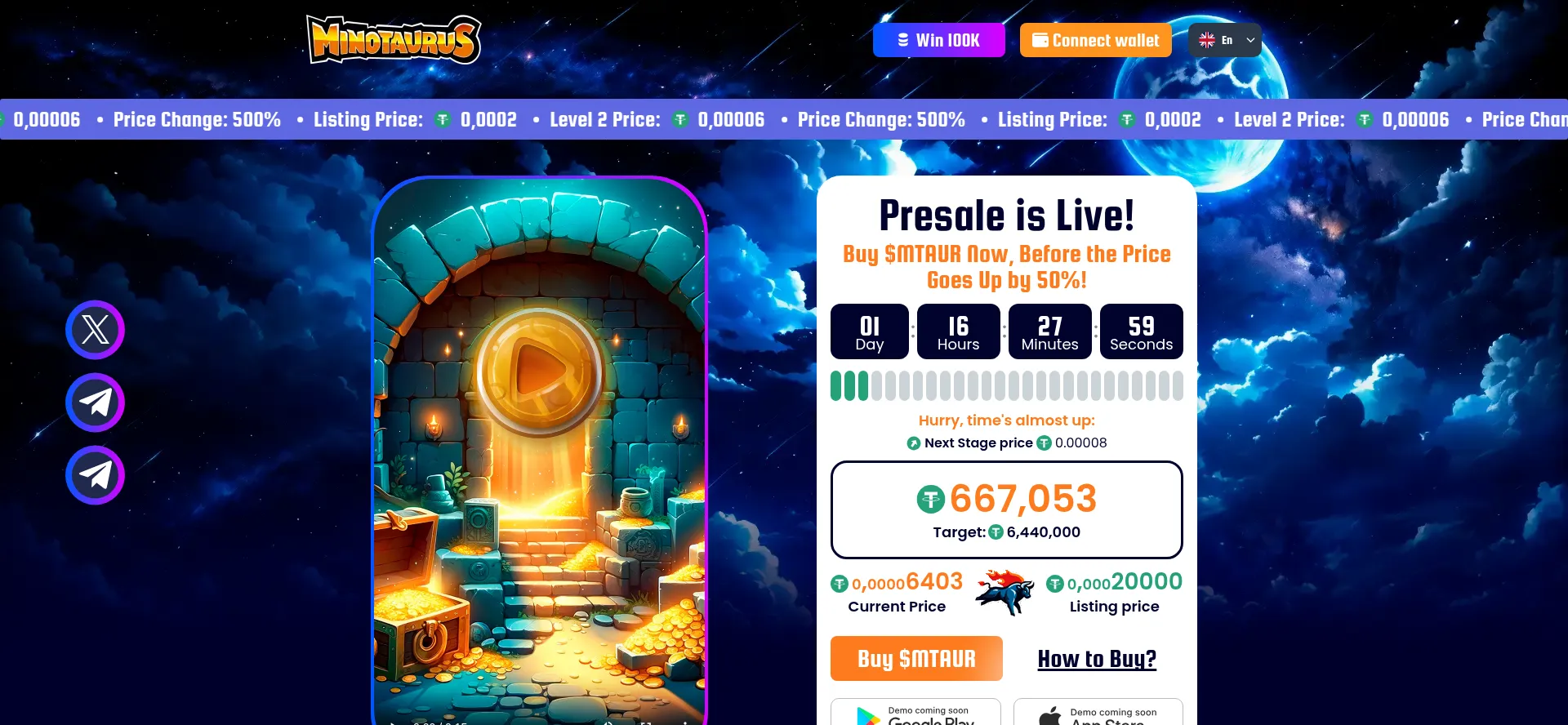 Website screenshot of Minotaurus.io