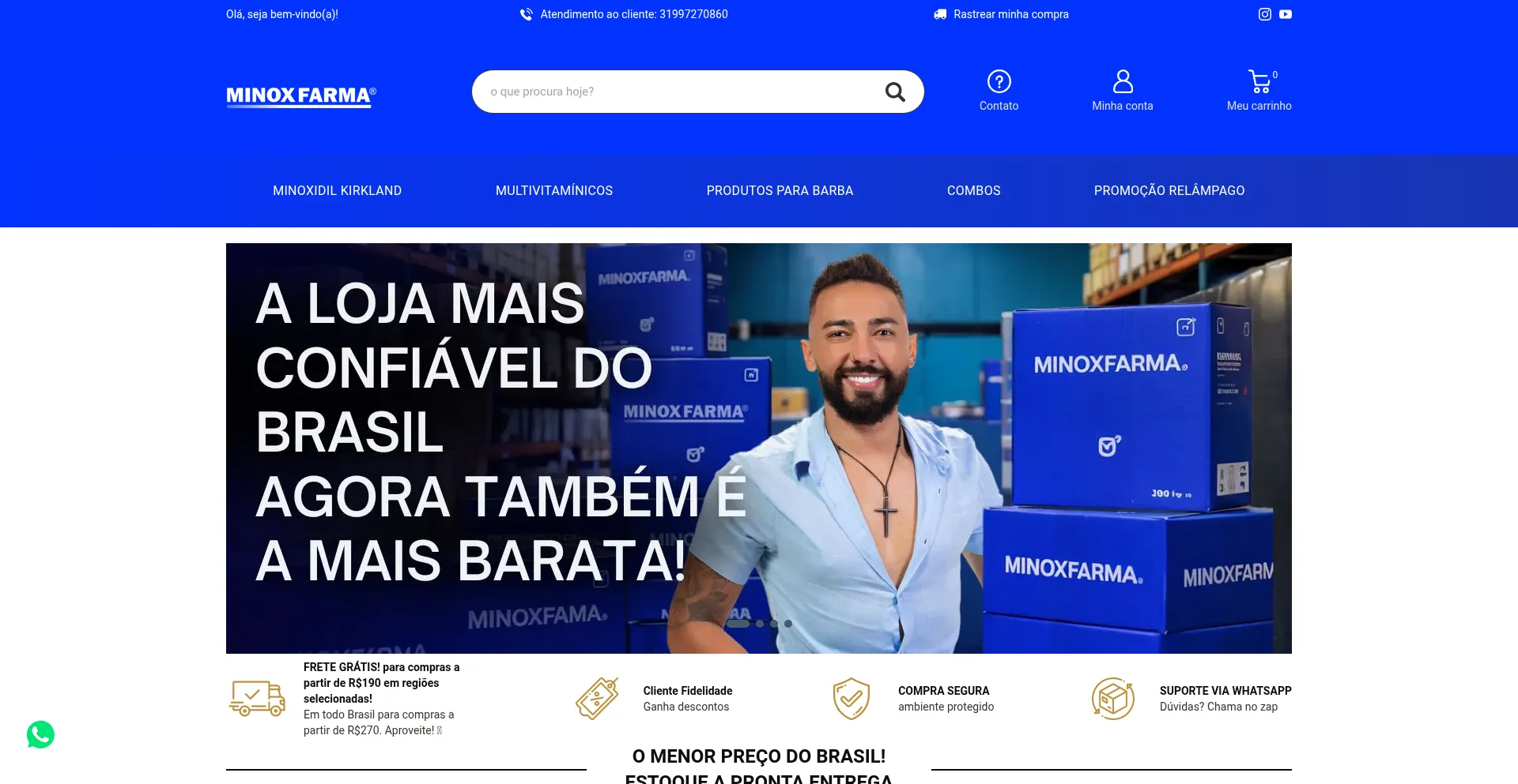 Website screenshot of Minoxfarma.com.br
