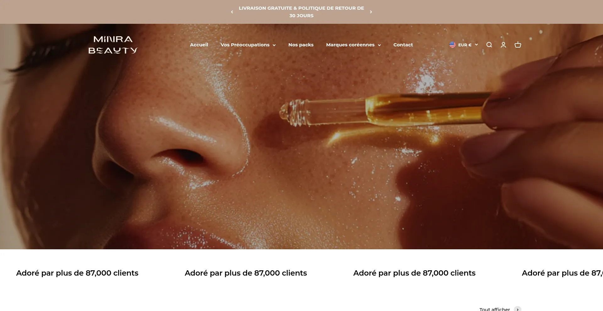 Website screenshot of Minrabeauty.co