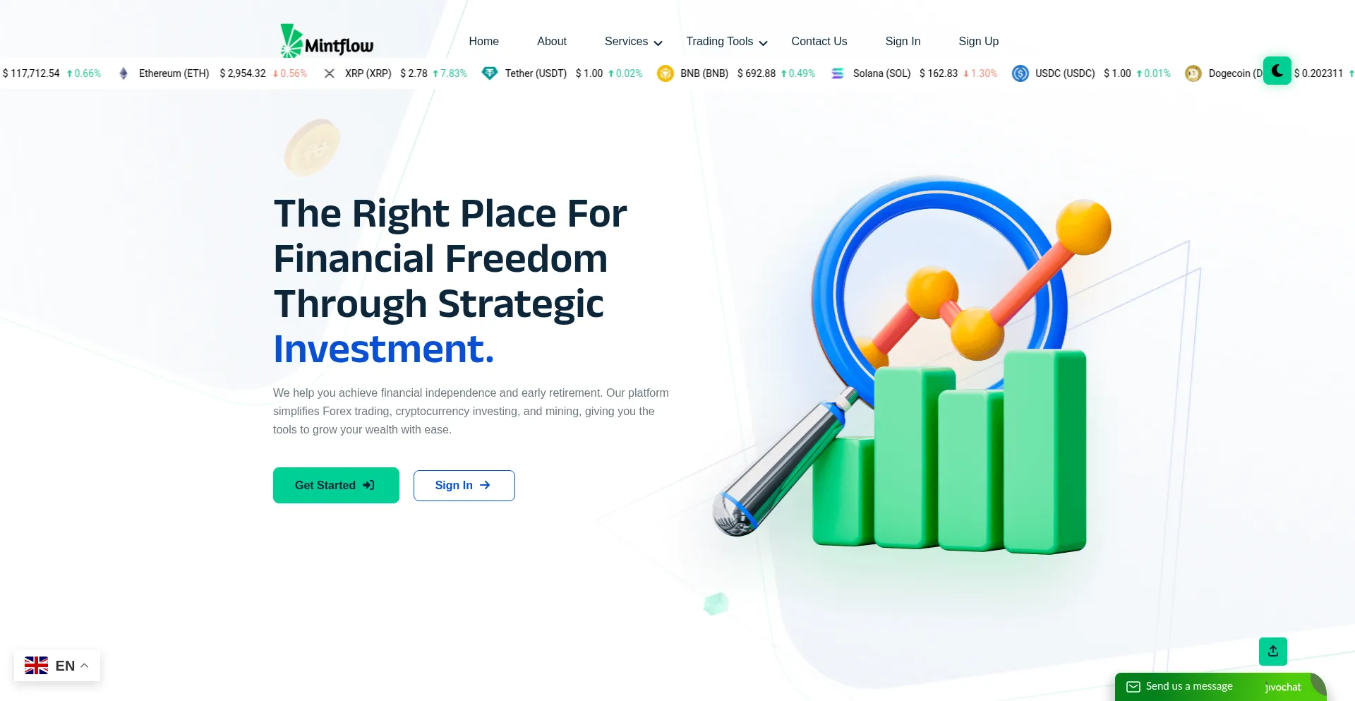 Website screenshot of Mintflowtrade.com