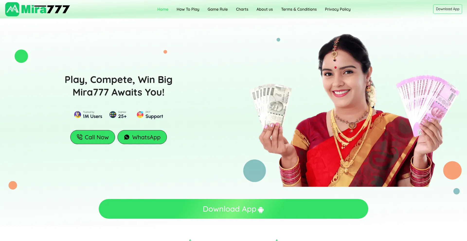 Website screenshot of Mira777.com
