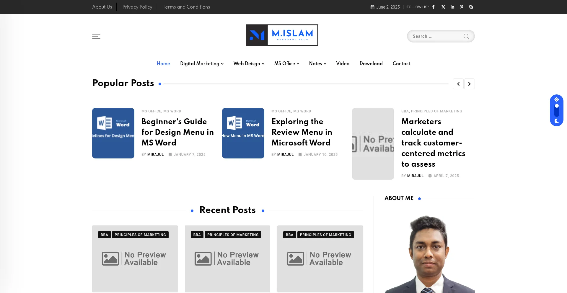 Website screenshot of Mirajul.xyz