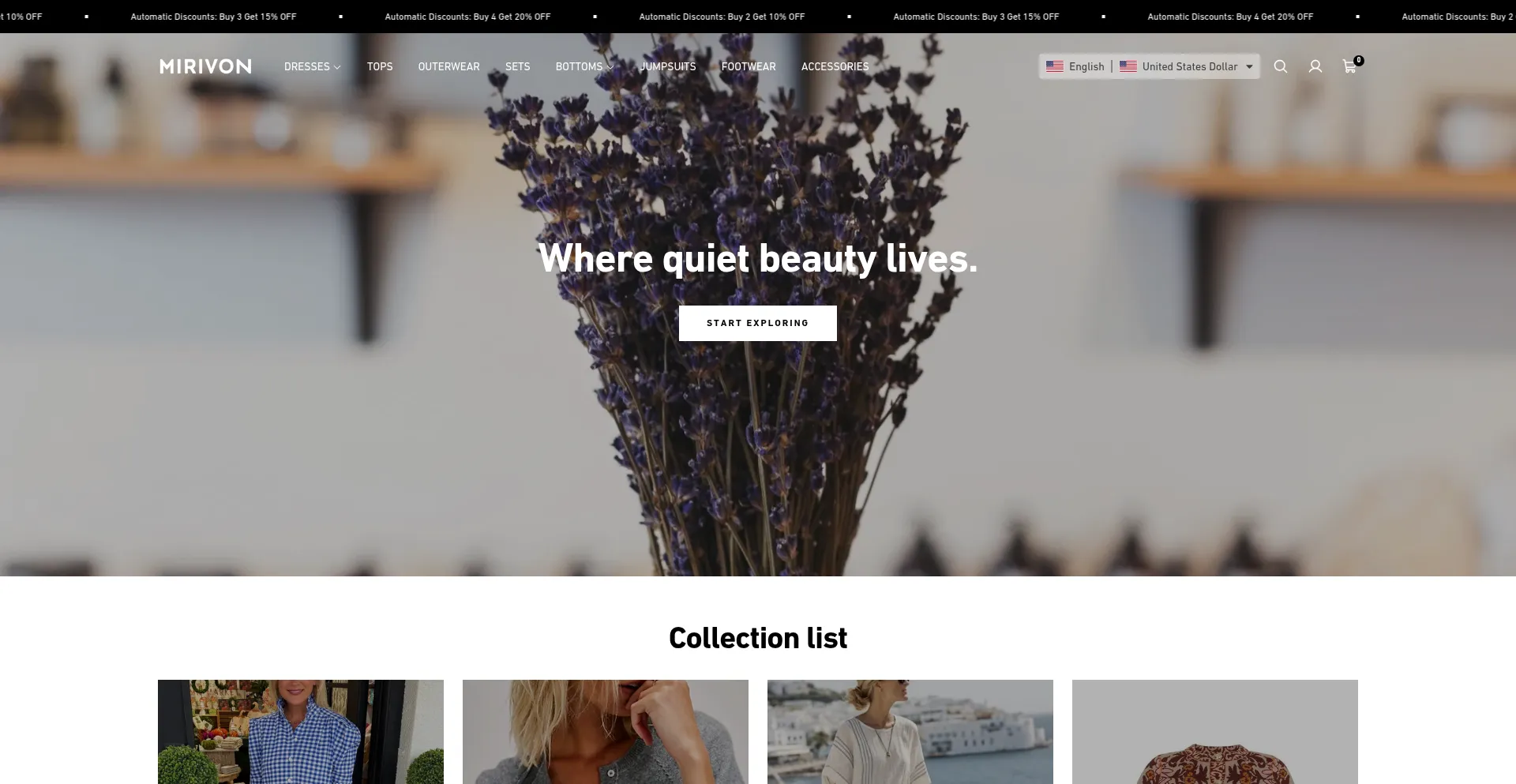Website screenshot of Mirivon.com