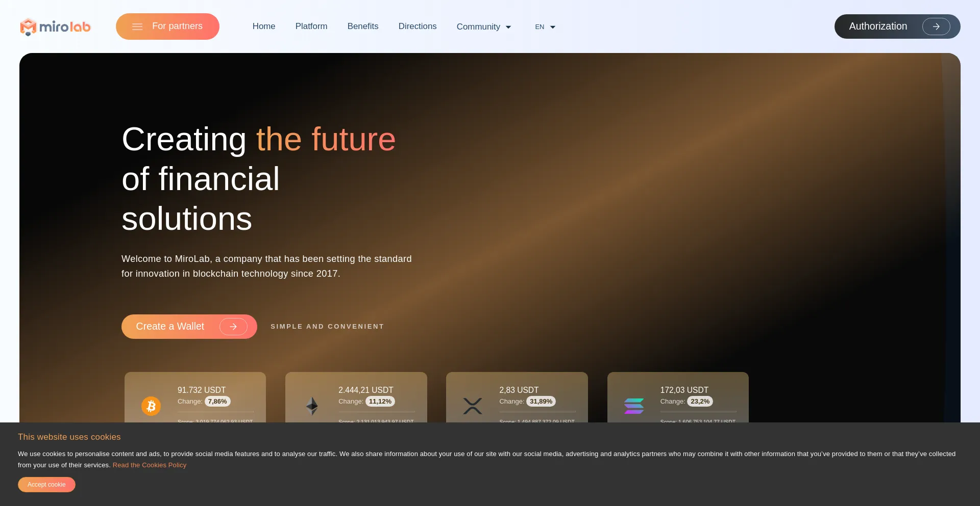 Website screenshot of Mirolab.com
