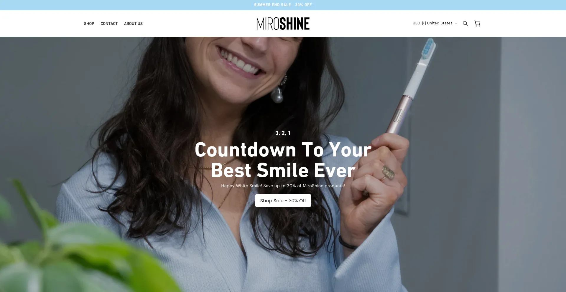 Website screenshot of Miroshine.com