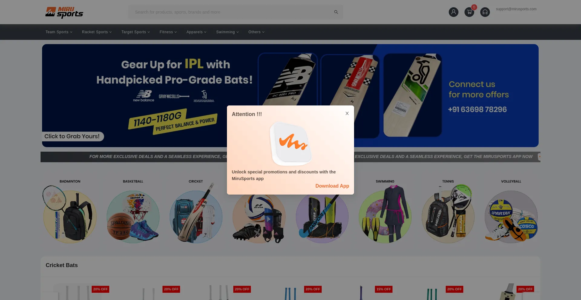 Website screenshot of Mirusports.com