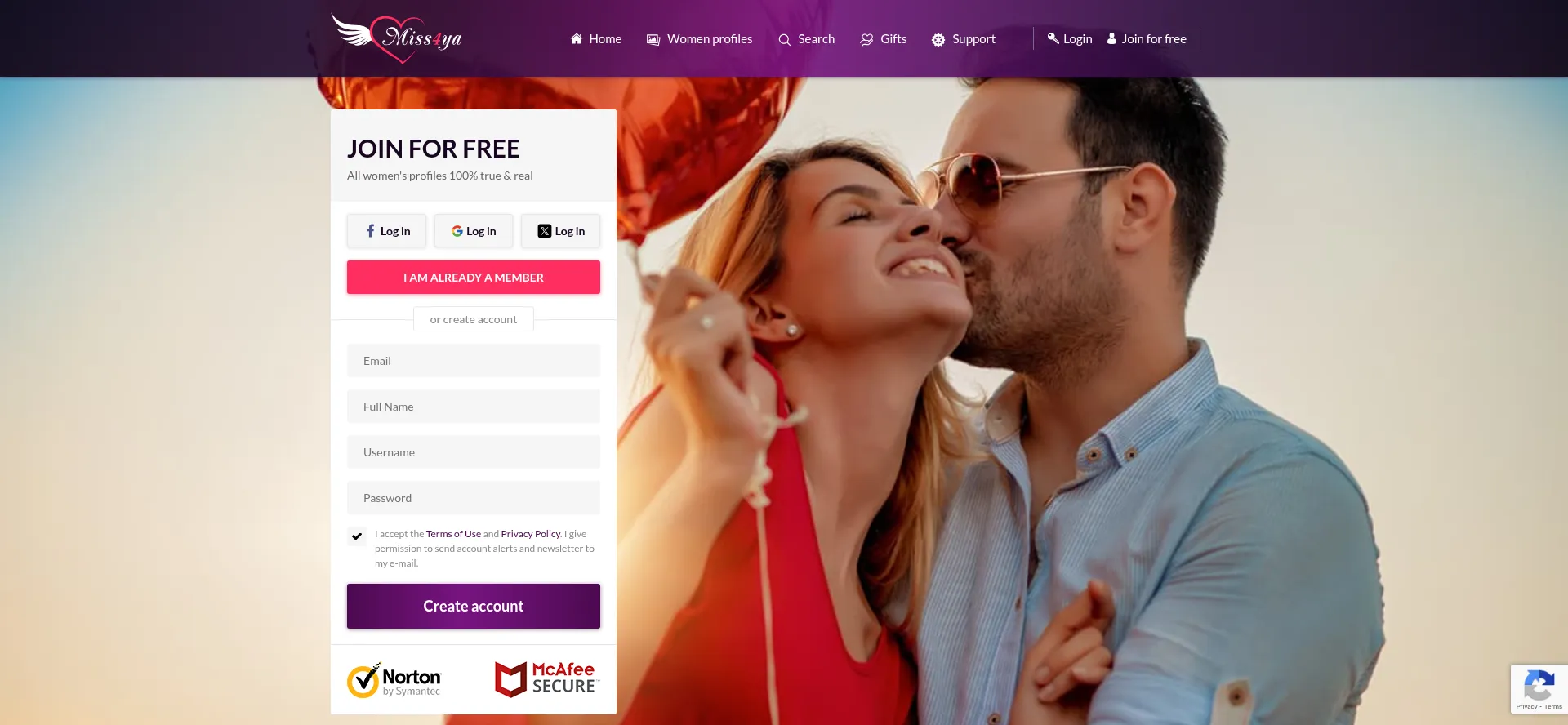 Website screenshot of Miss4ya.com