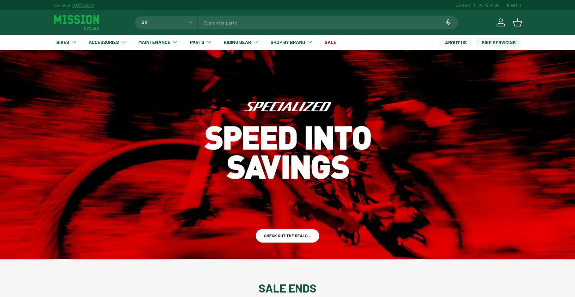 Website screenshot of Missioncycles.co.nz