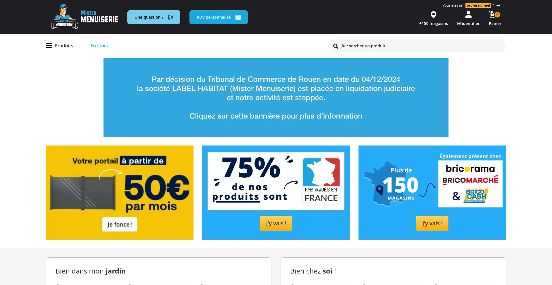 Website screenshot of Mistermenuiserie.com