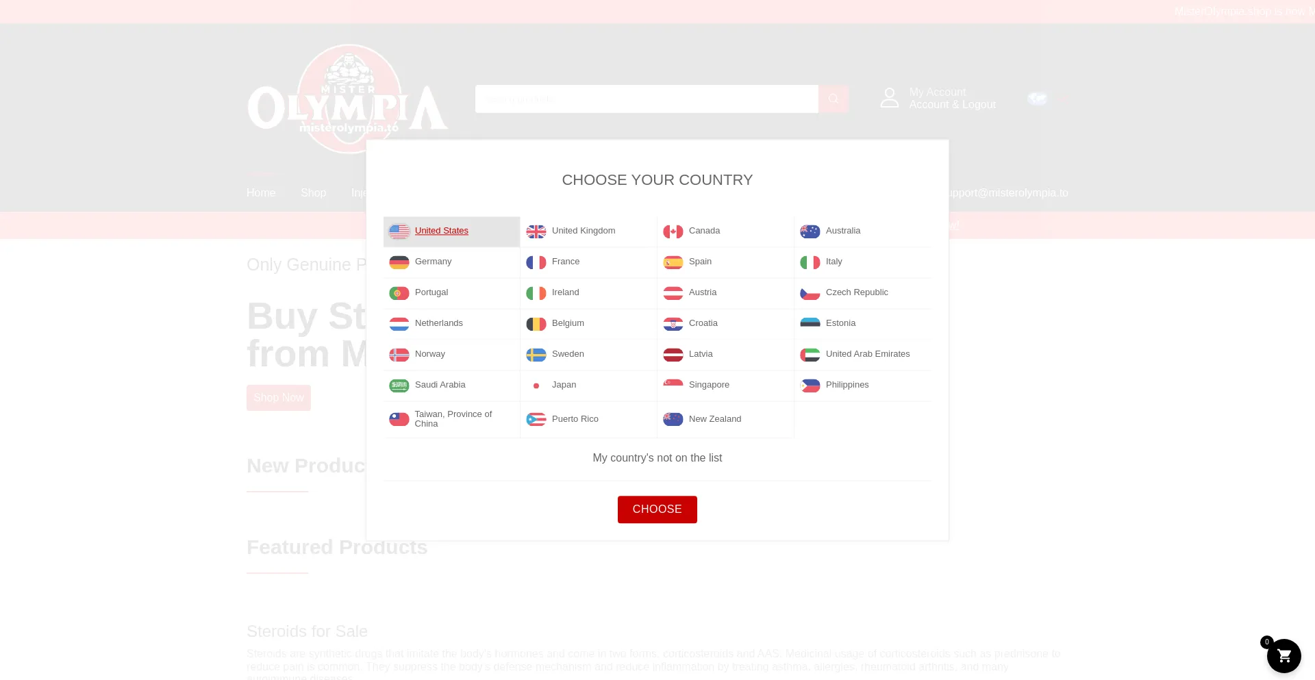Website screenshot of Misterolympia.to