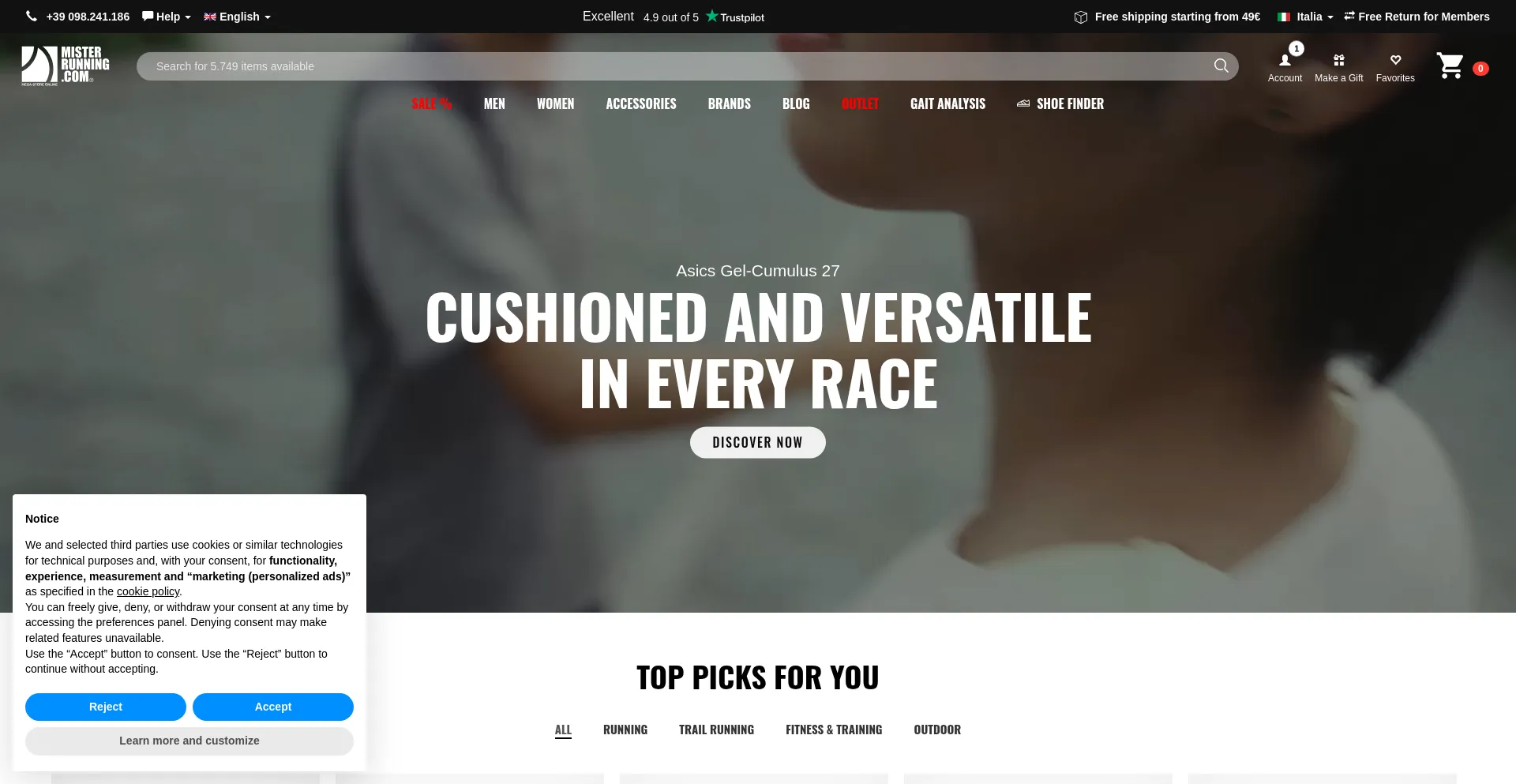 Website screenshot of Misterrunning.com