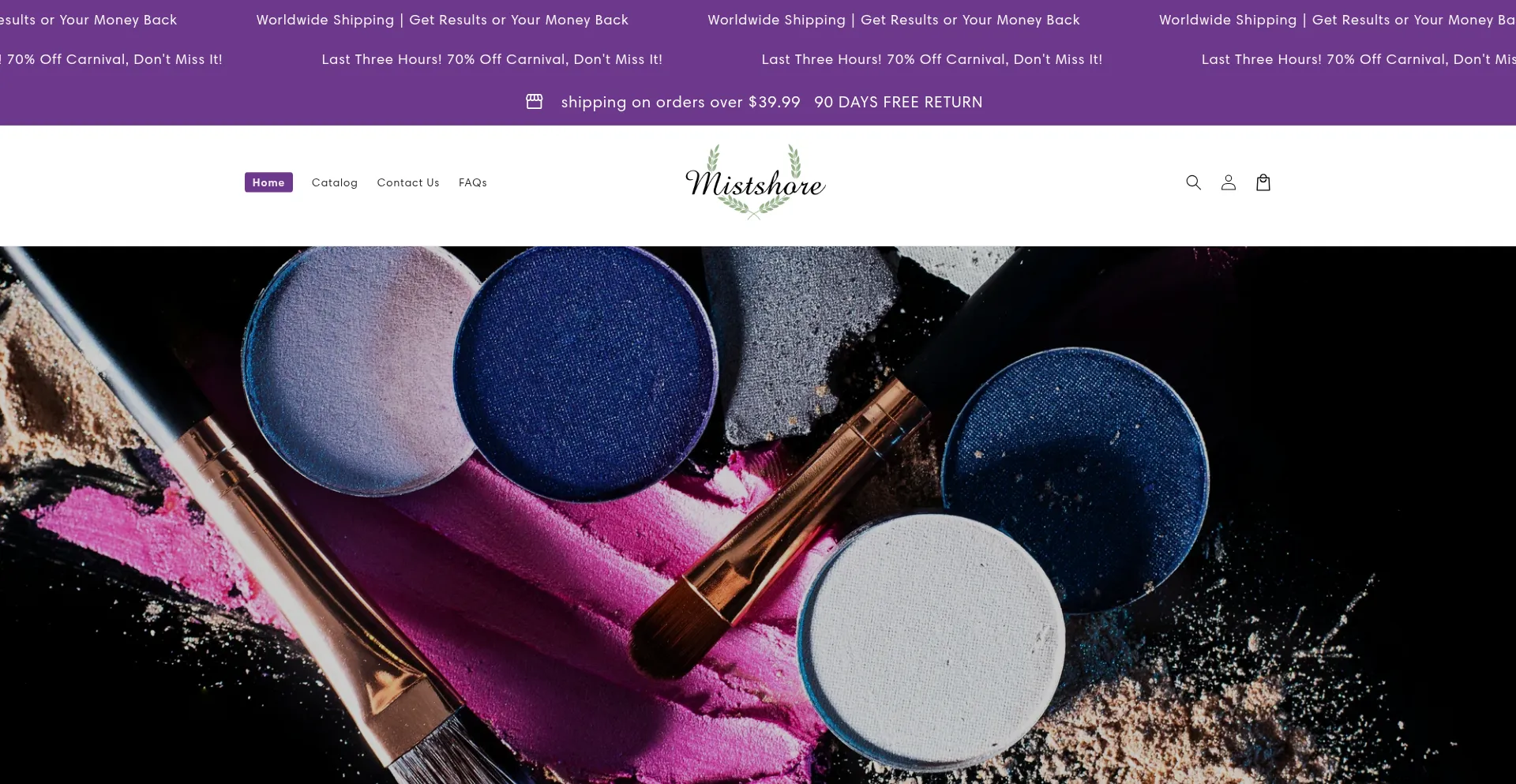 Website screenshot of Mistshore.com