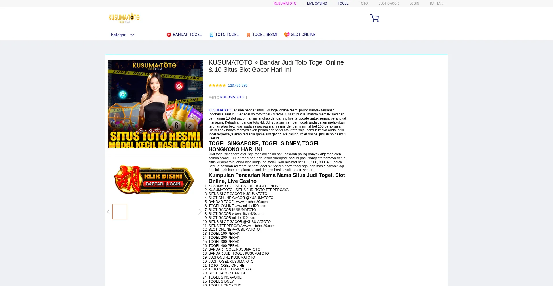 Website screenshot of Mitchell20.com