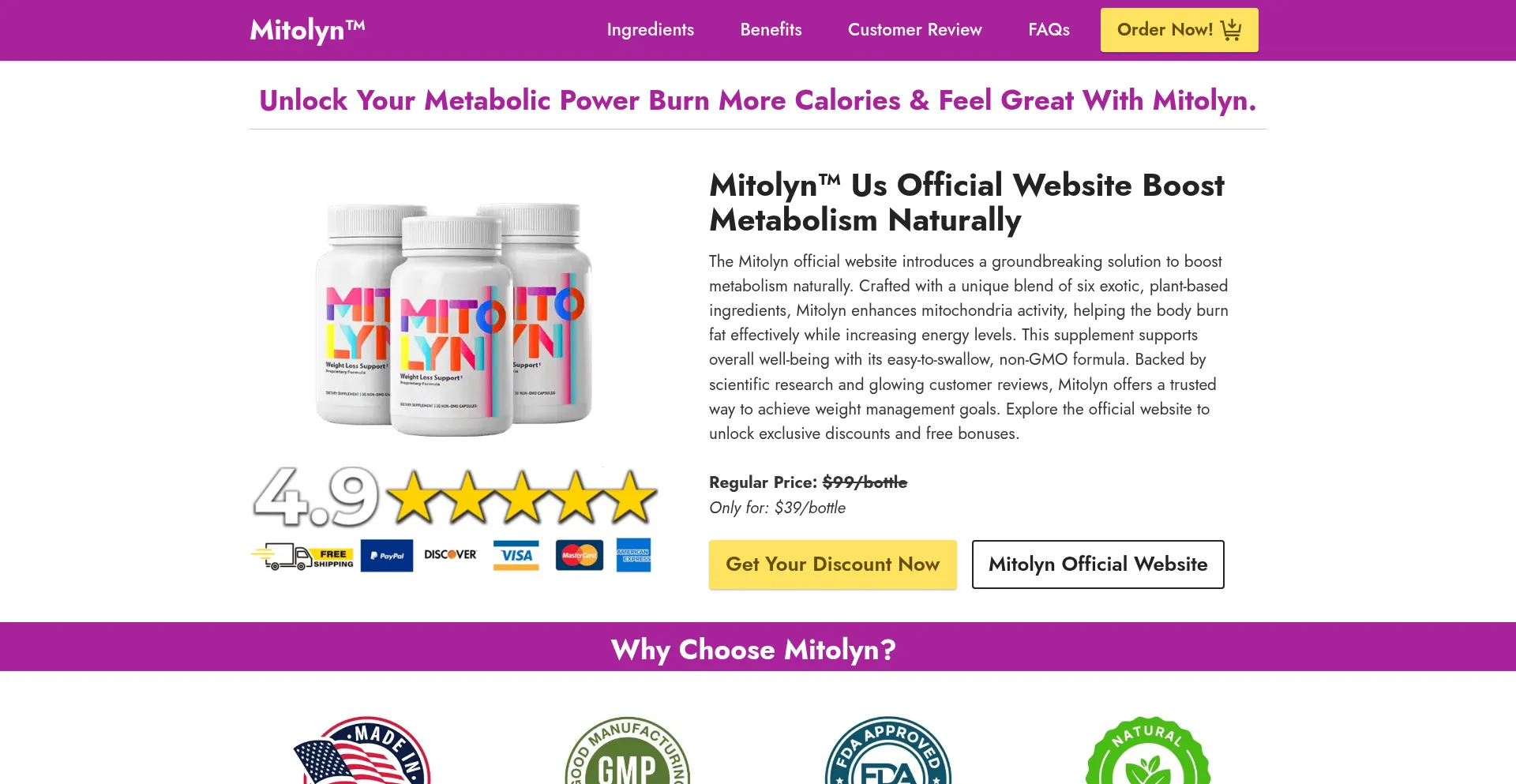 Website screenshot of Mitoly-mitolyn.com