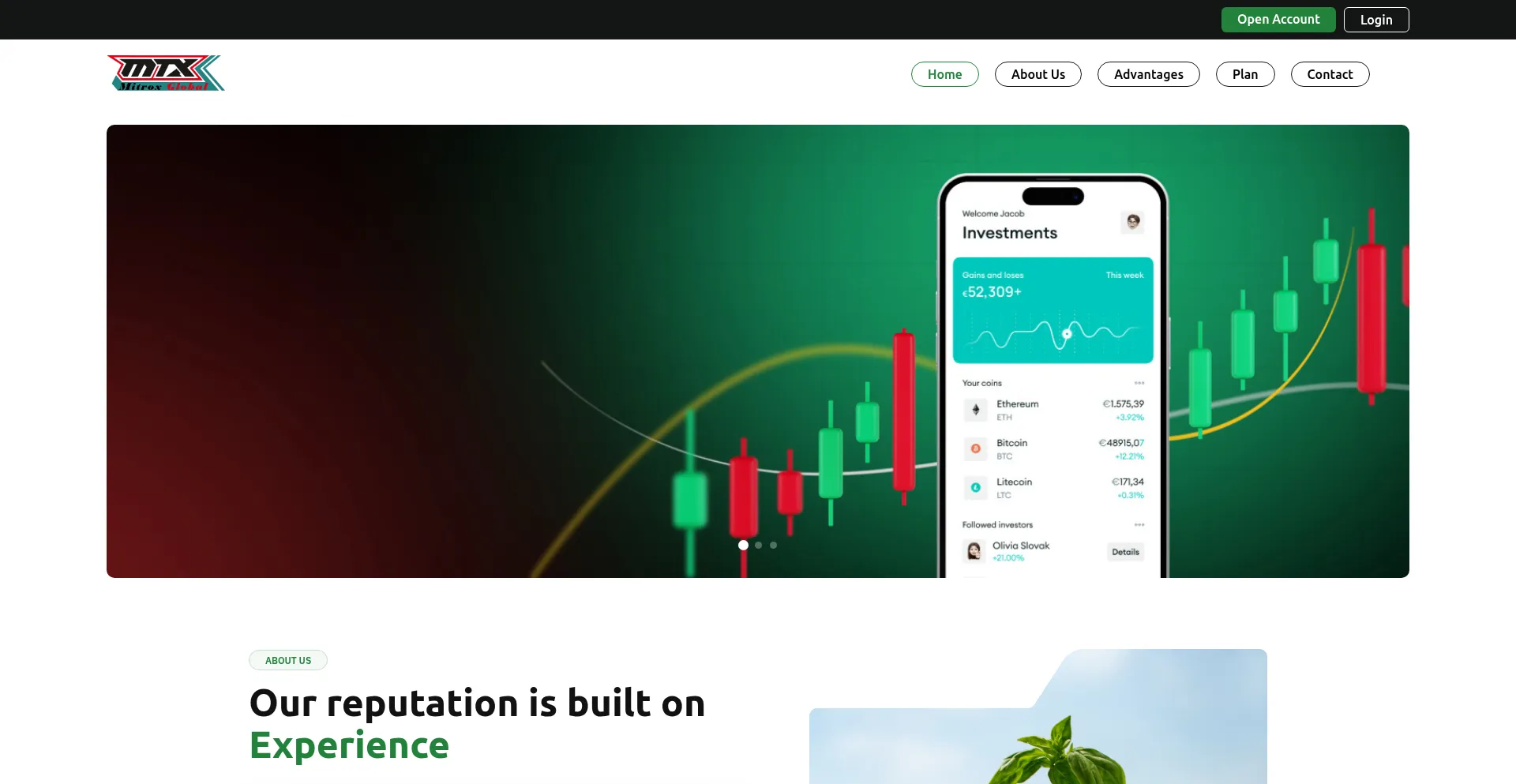 Website screenshot of Mitroxglobal.live