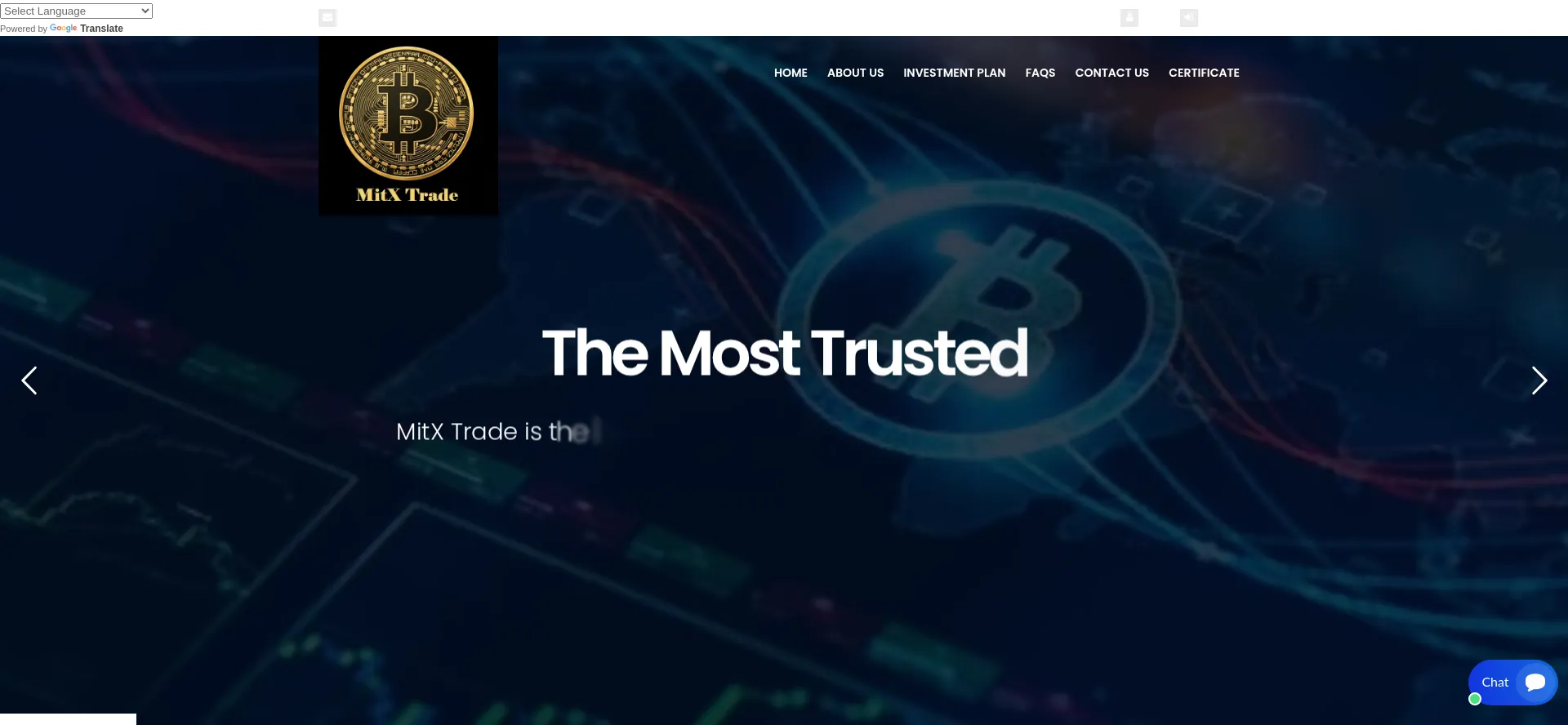 Website screenshot of Mitxtrade.com